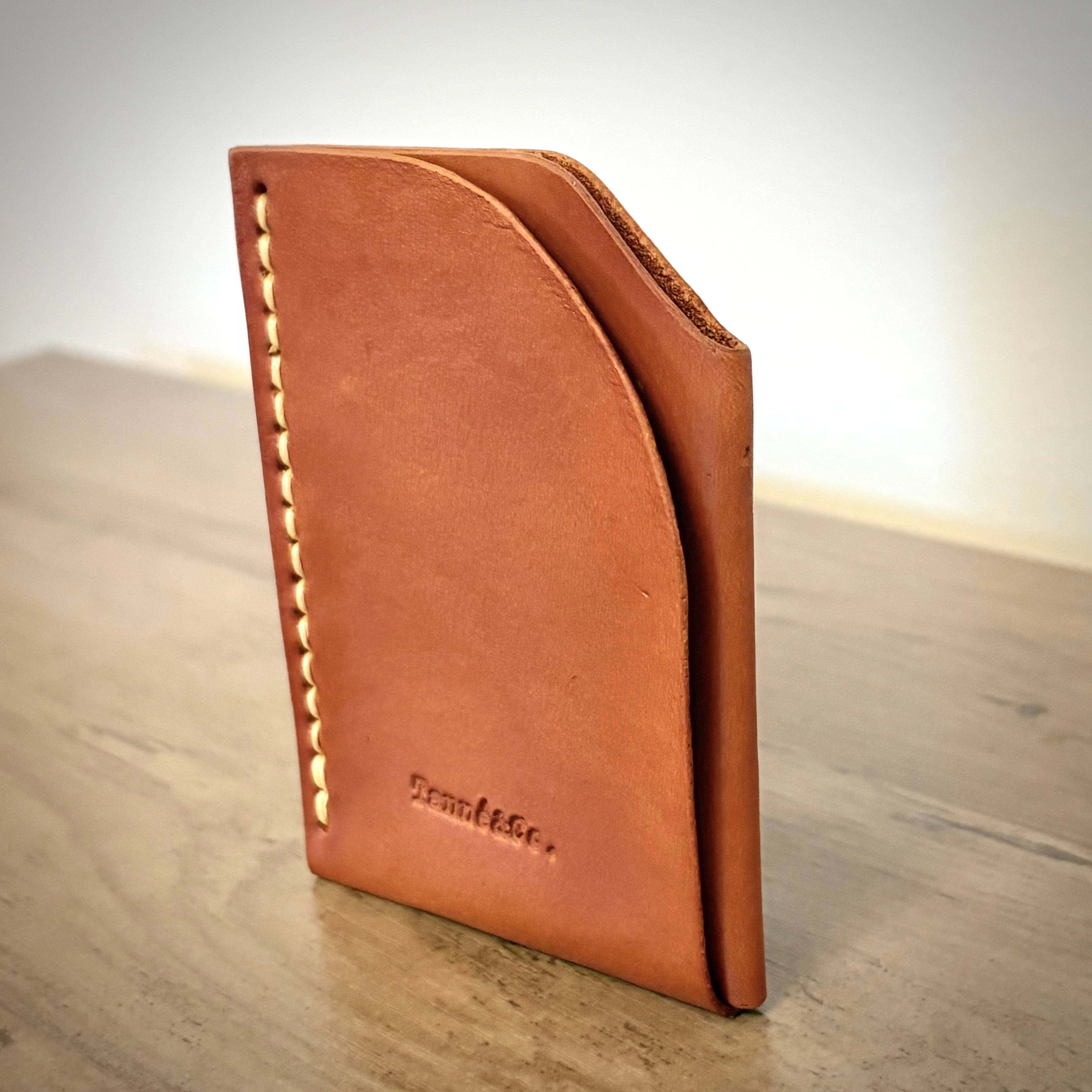Porte-cartes en cuir – Double poche minimaliste | Brun