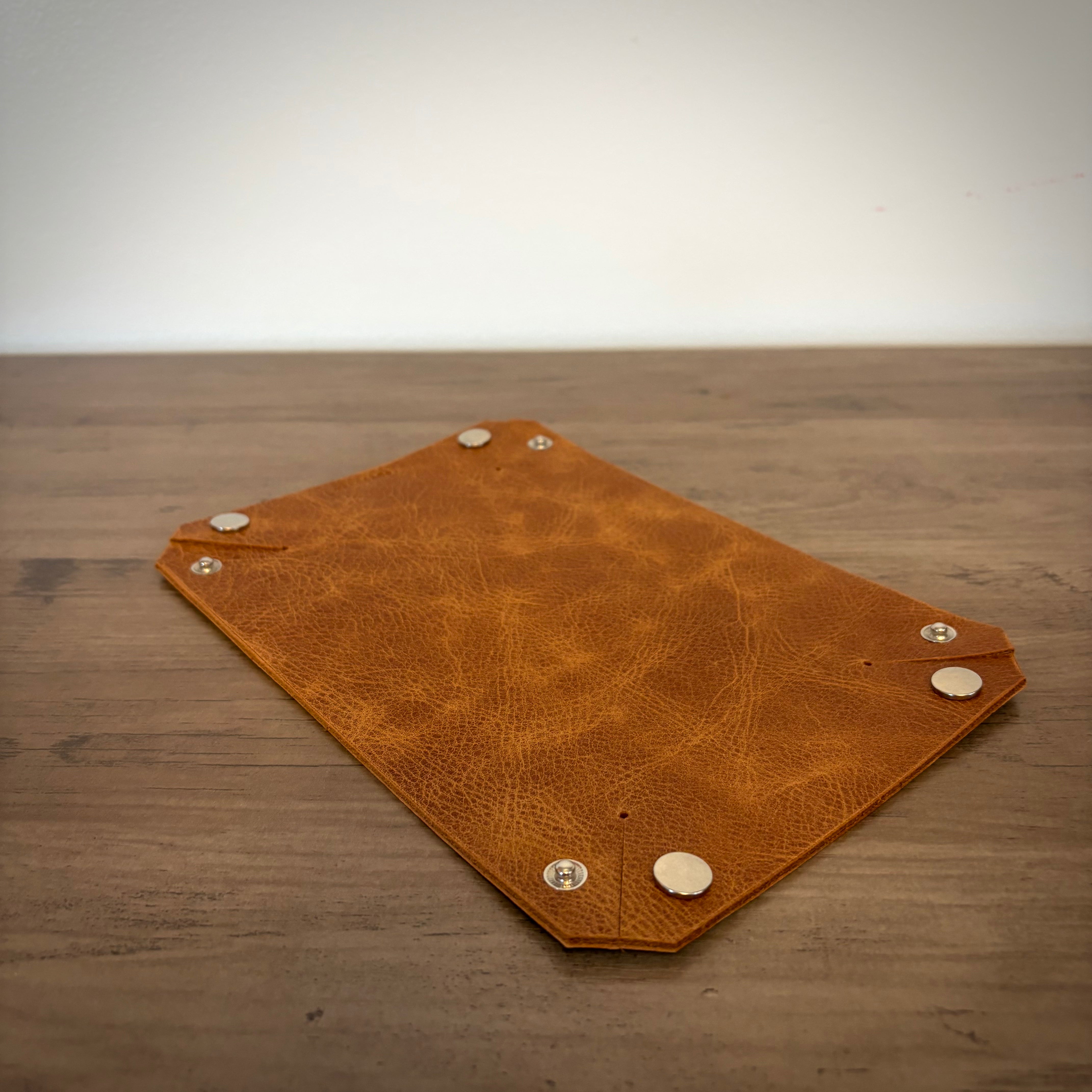 Plateau de rangement en cuir - Double compartiment | Marron clair