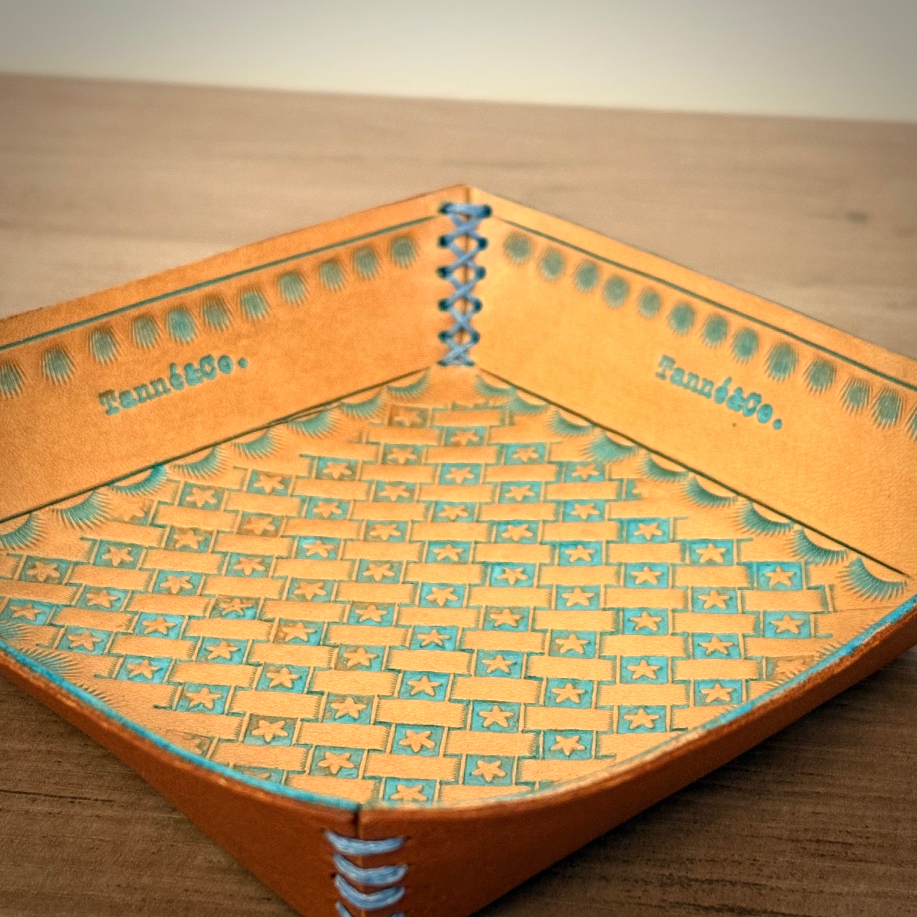 Leather Tray – Handcrafted Double-Layer Design | Ocean Patina Edition