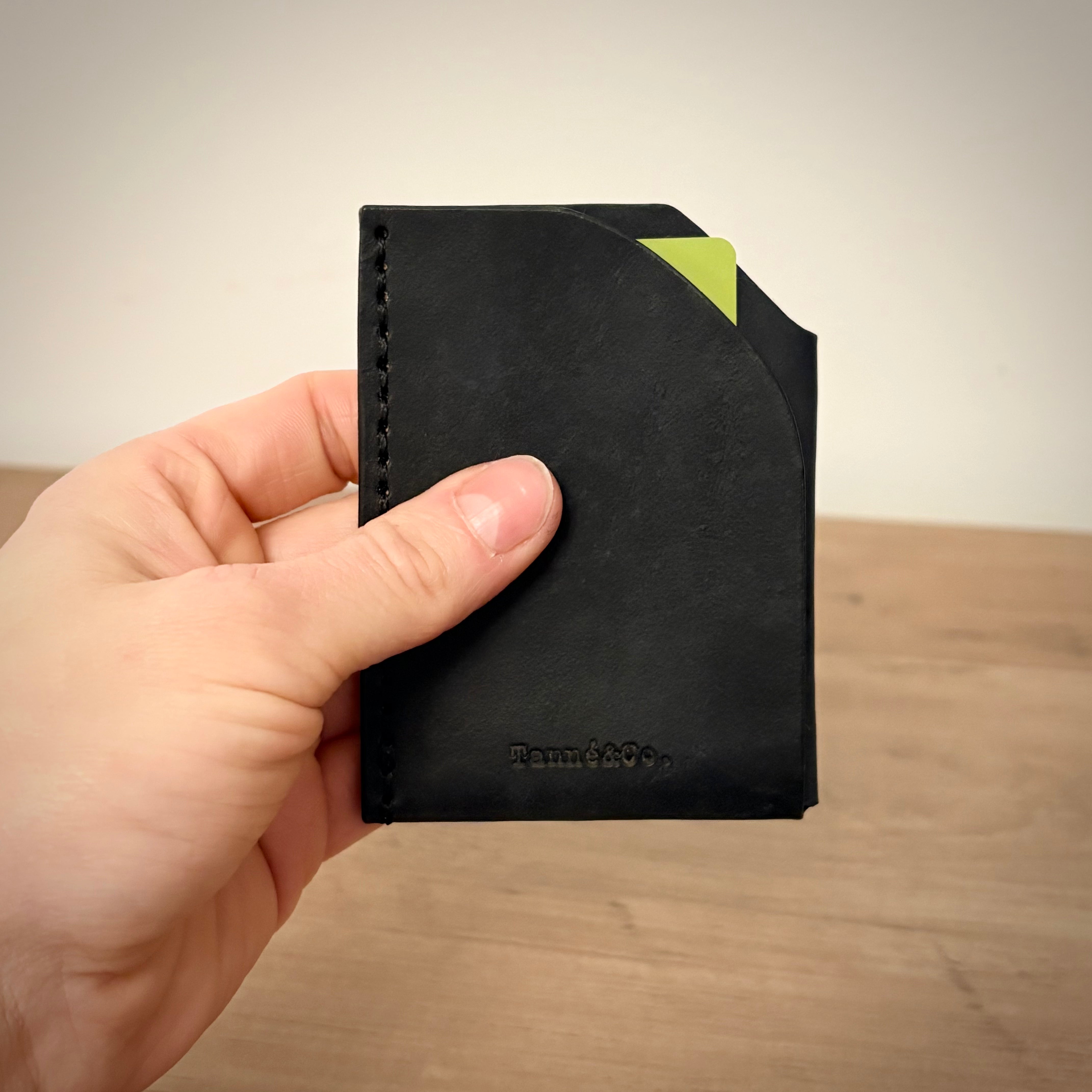 Leather Card Holder – Minimalist Double Pocket | Black