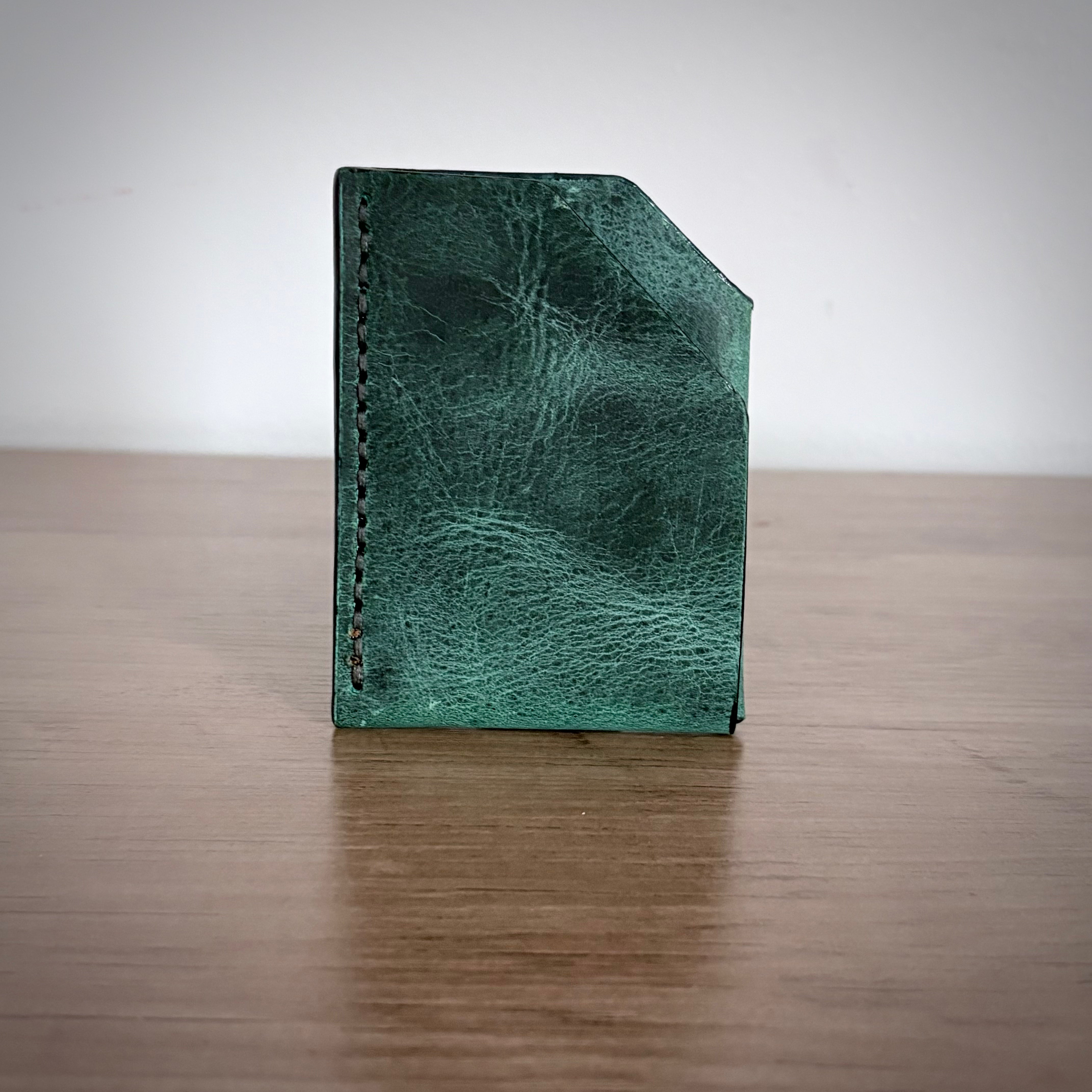 Leather Card Holder – Minimalist Double Pocket | Borealis Nova Blue