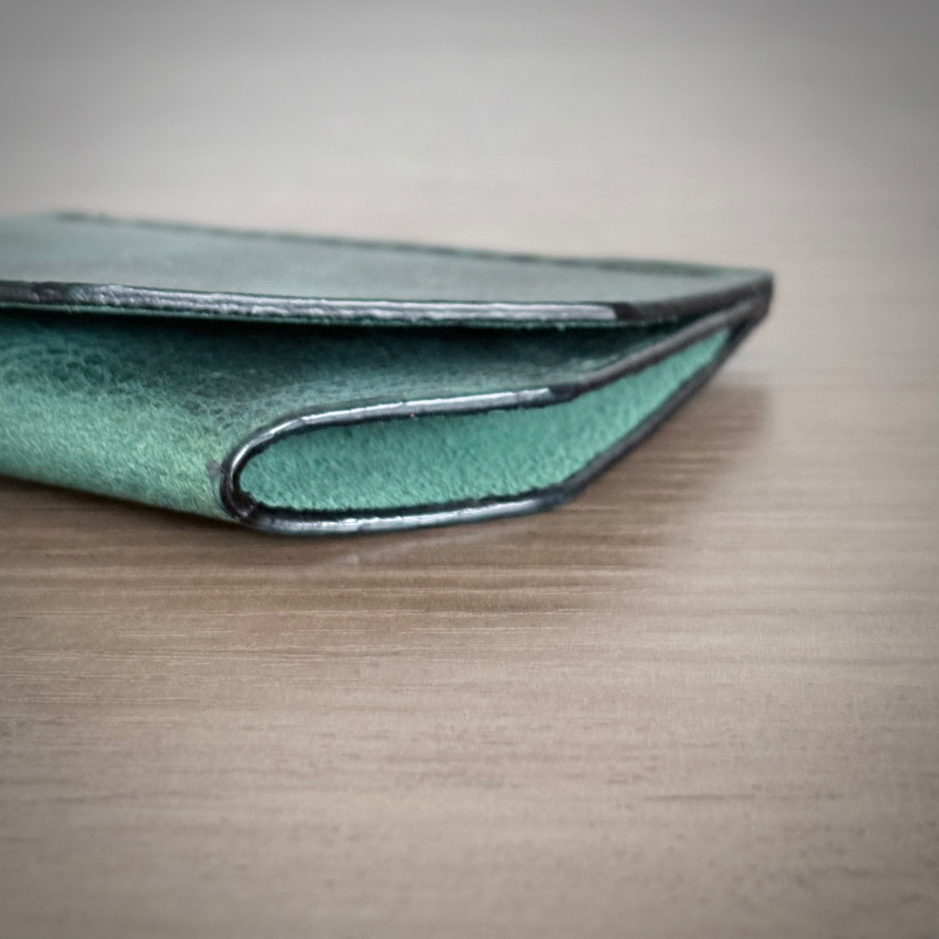 Leather Card Holder – Minimalist Double Pocket | Borealis Nova Blue