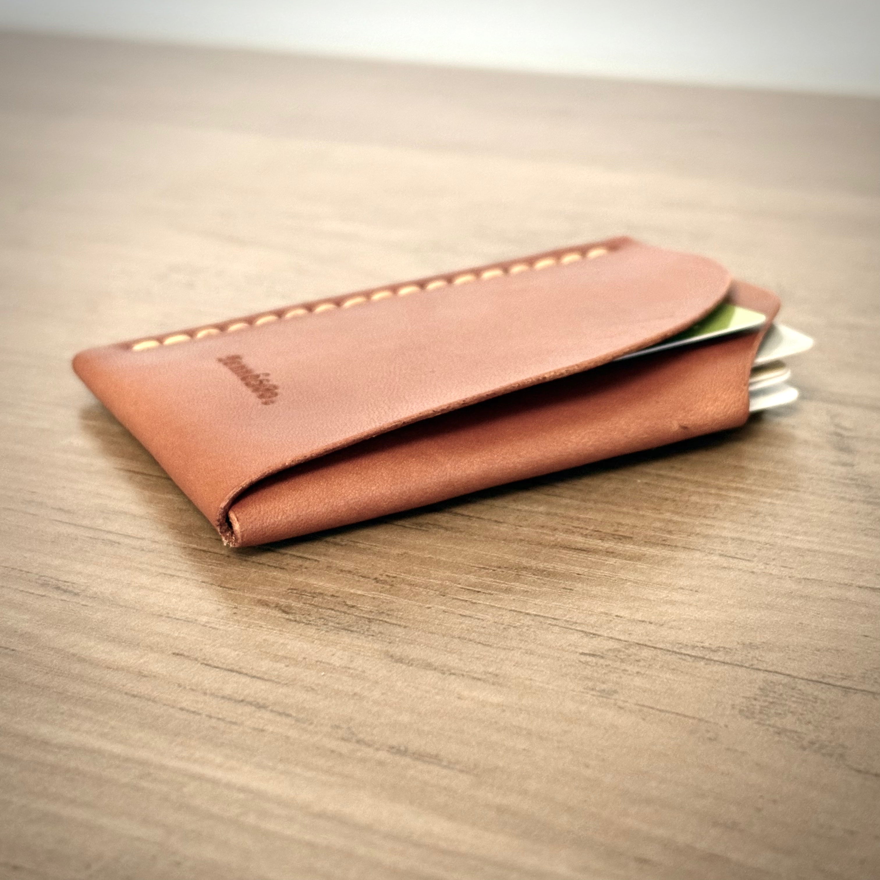 Porte-cartes en cuir – Double poche minimaliste | Brun
