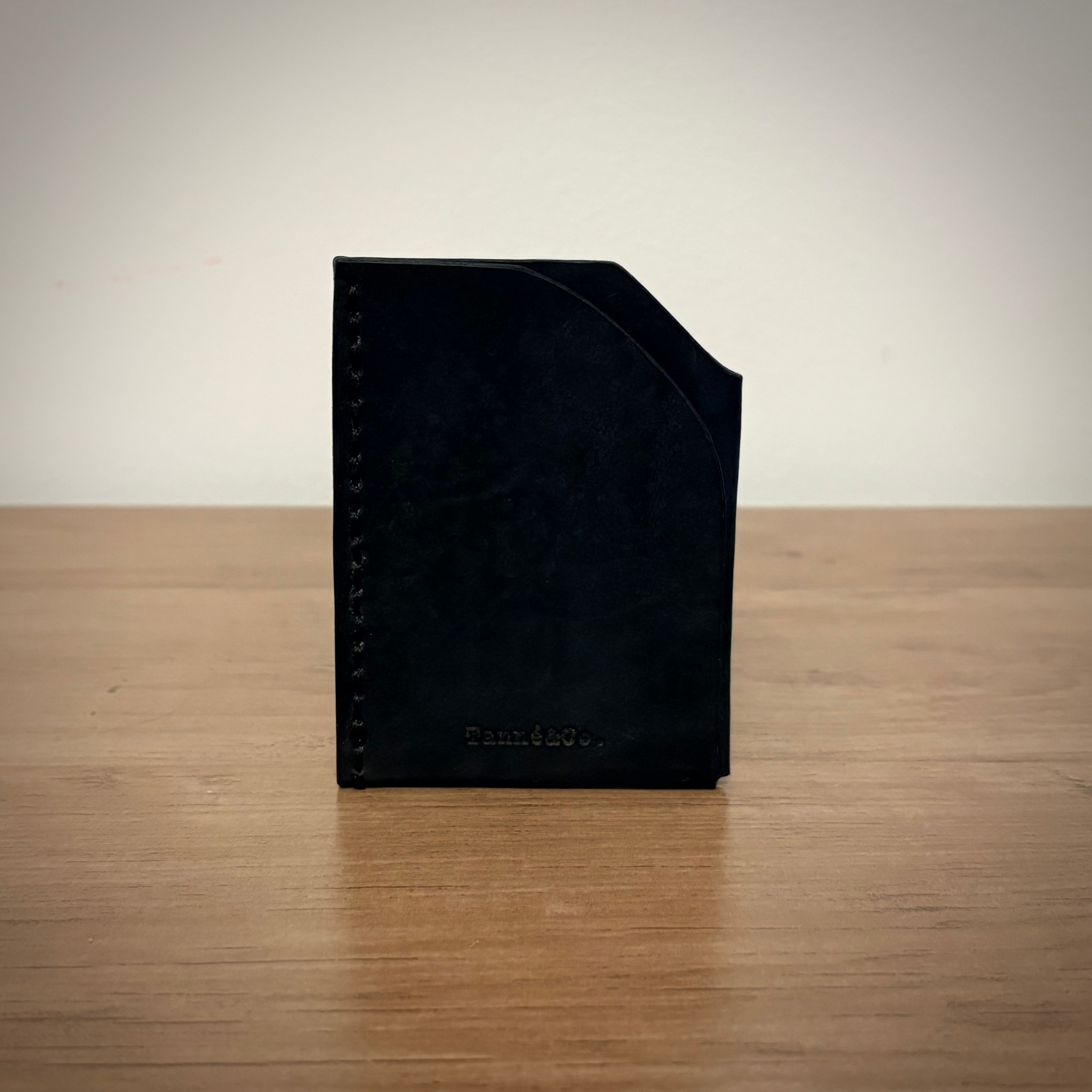 Leather Card Holder – Minimalist Double Pocket | Black