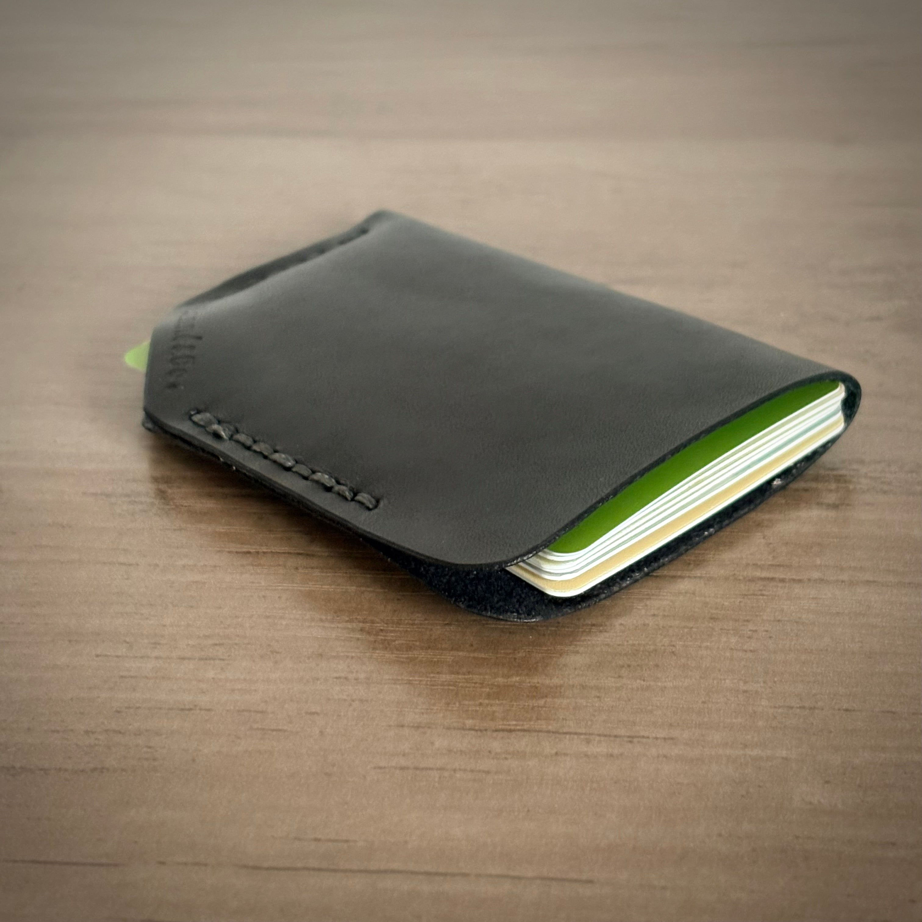 Porte-cartes en cuir – Poche simple minimaliste | Noir