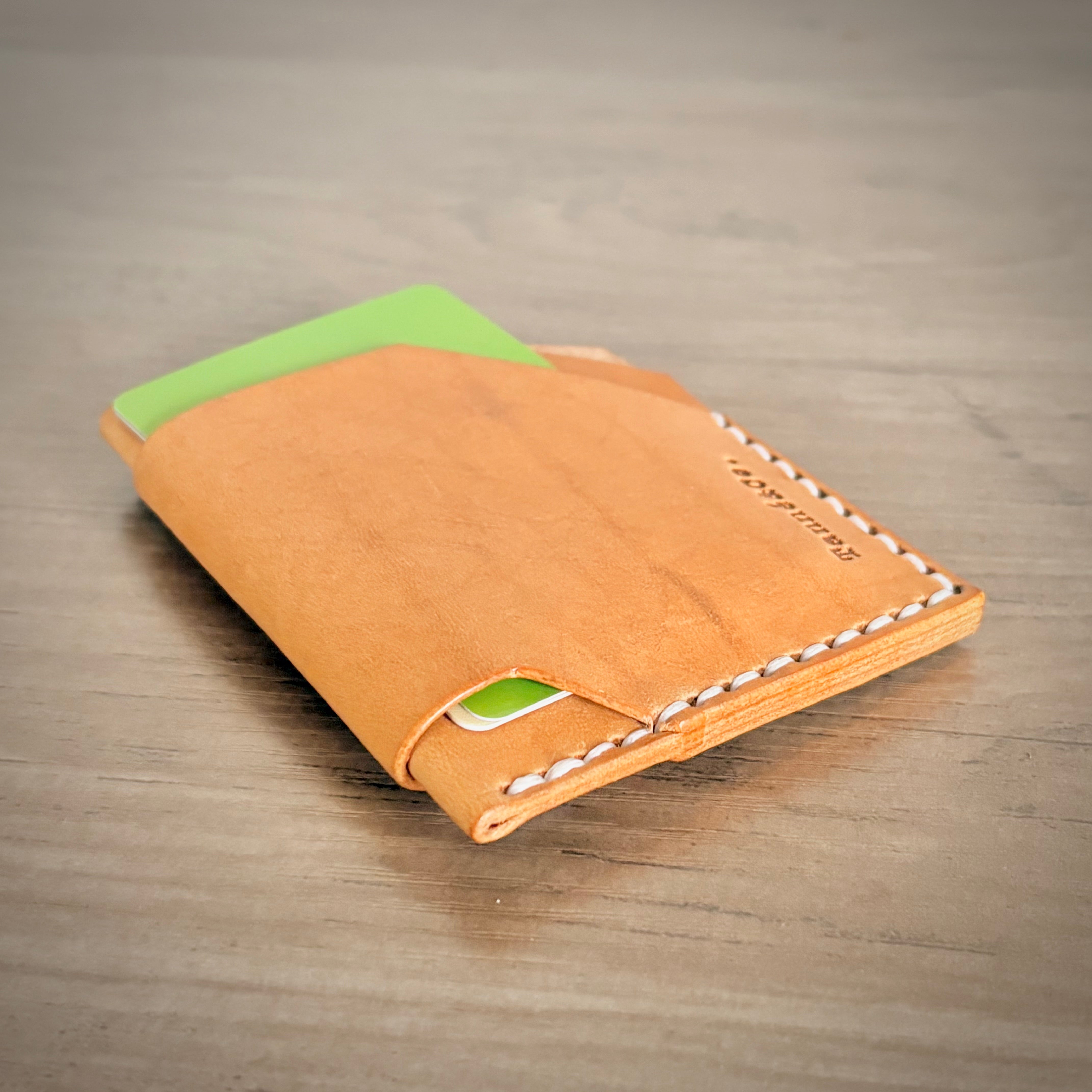 Porte-cartes en cuir – Triple poche minimaliste | Naturel