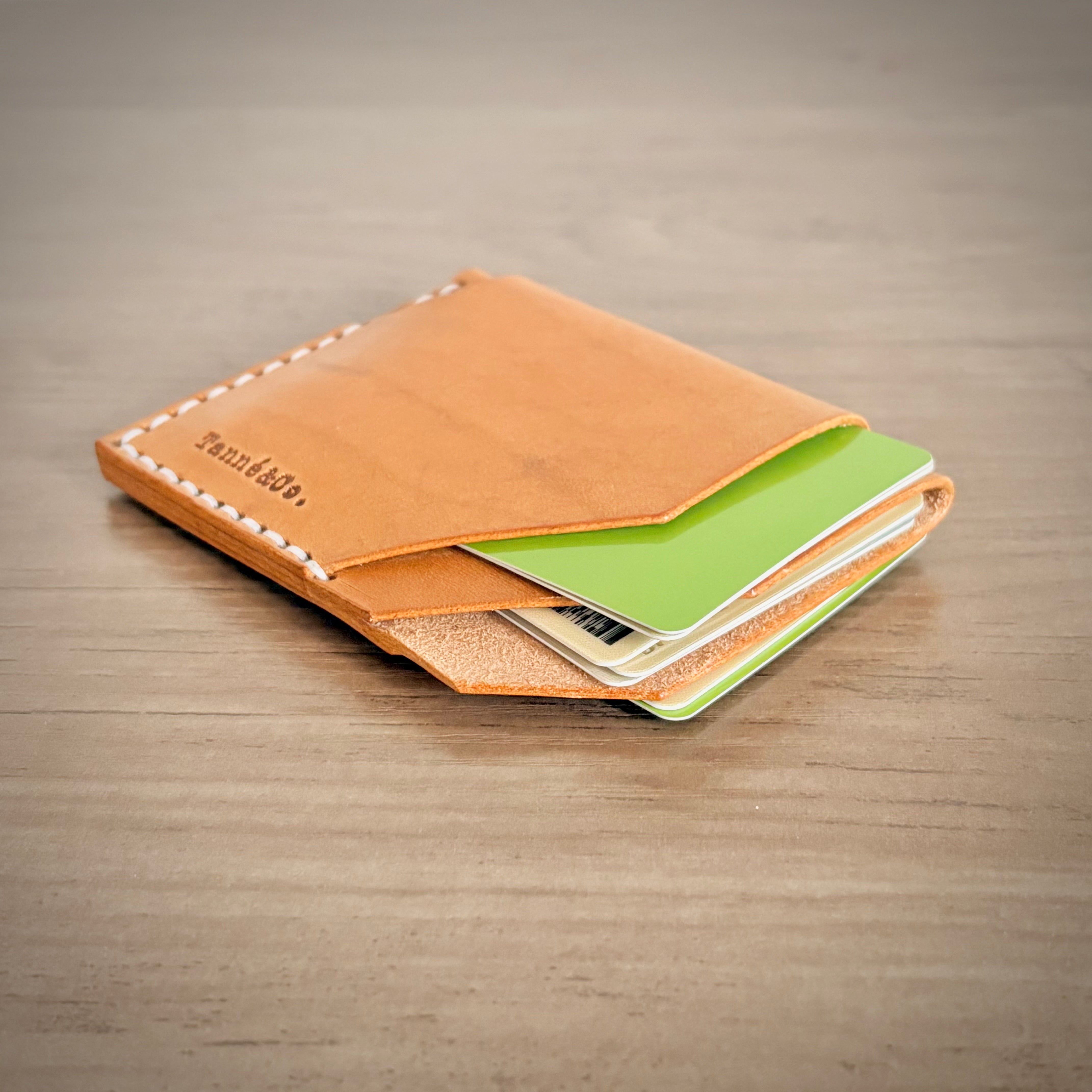 Porte-cartes en cuir – Triple poche minimaliste | Naturel