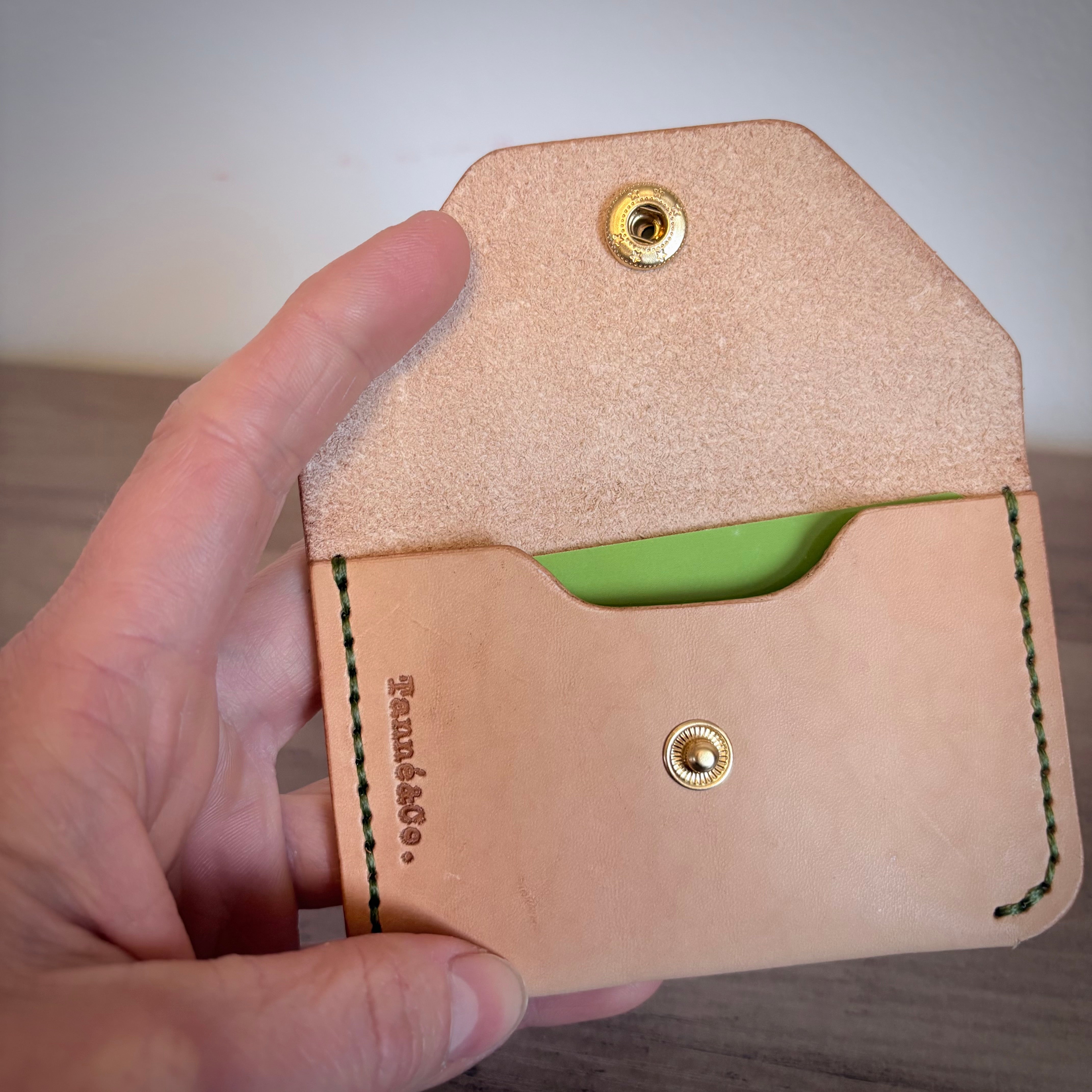 Leather Card Holder and Keychain Set | Tan
