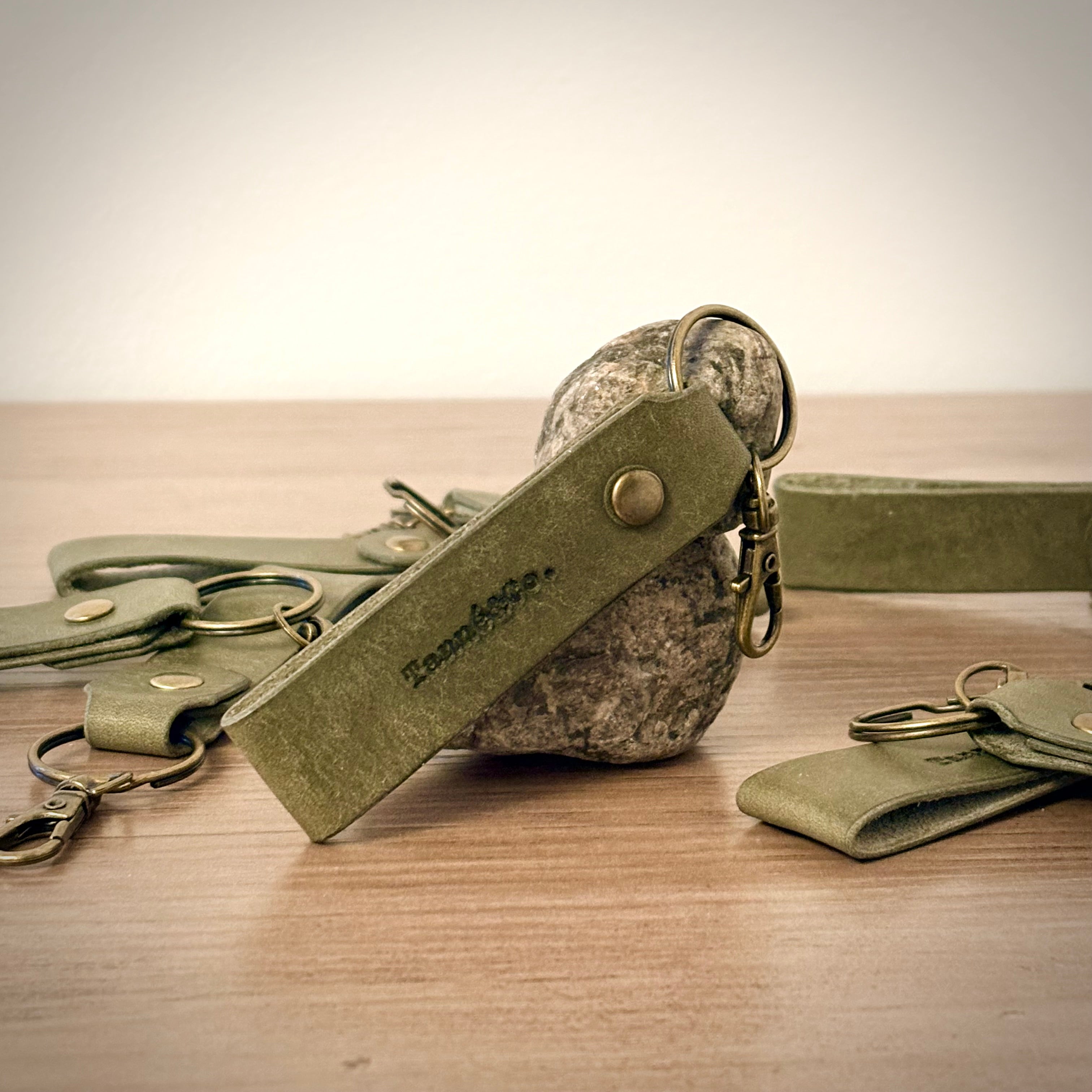 Leather Keychain w/ swivel clip – Handcrafted Design | Sage