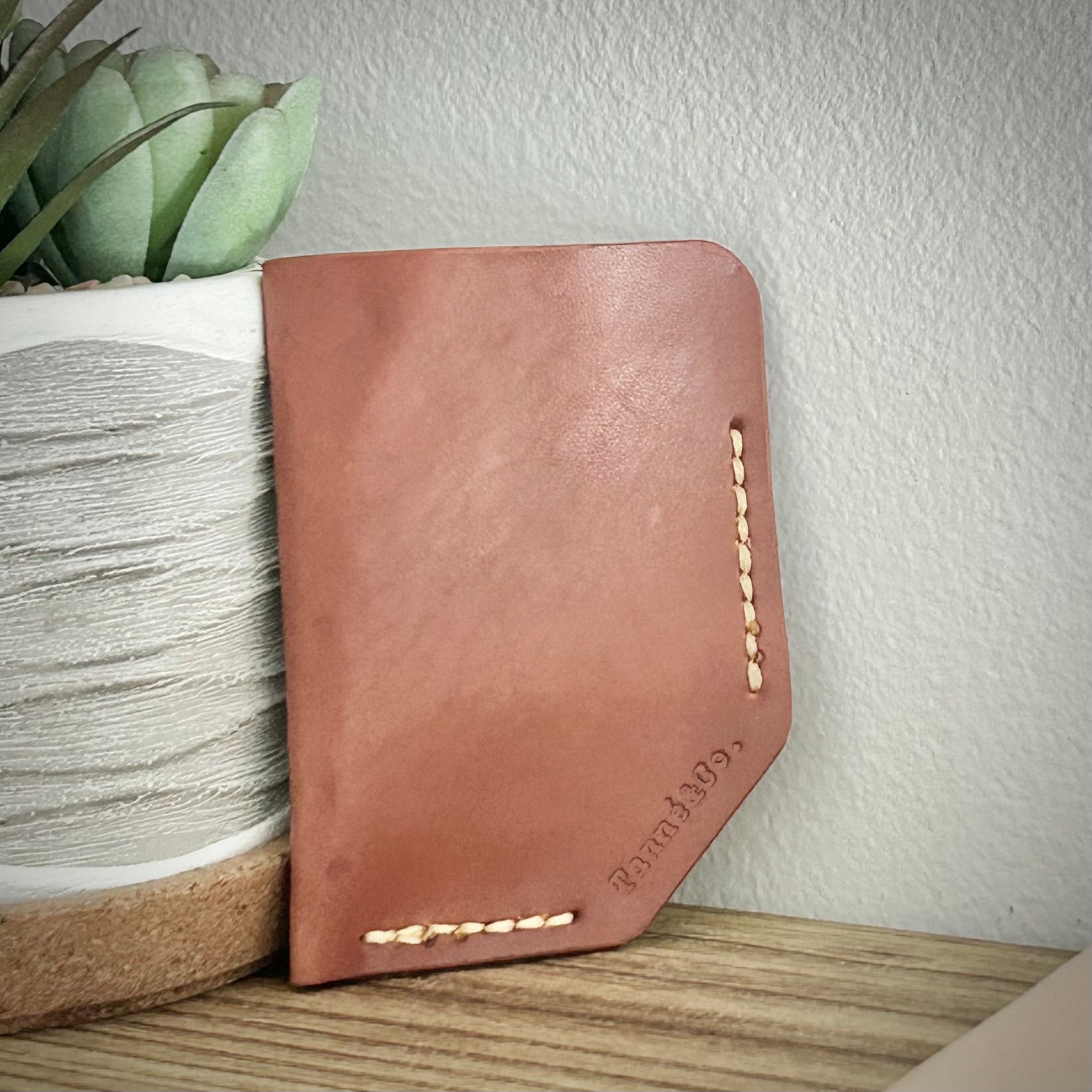 Leather Card Holder – Minimalist Single Pocket | Brown