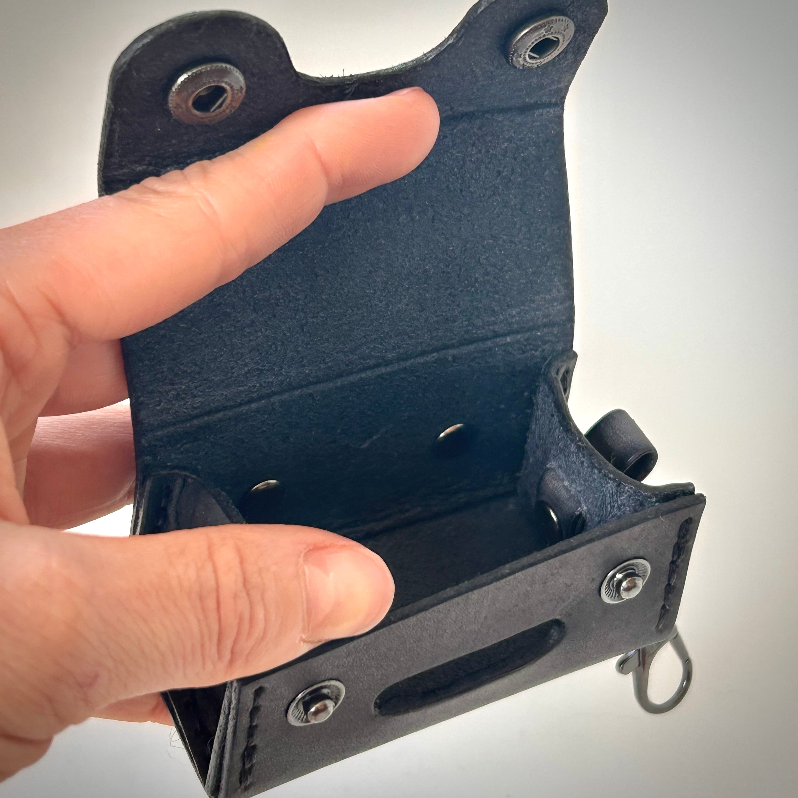 Leather Waste Bag Carrier - Handcrafted Design | Black