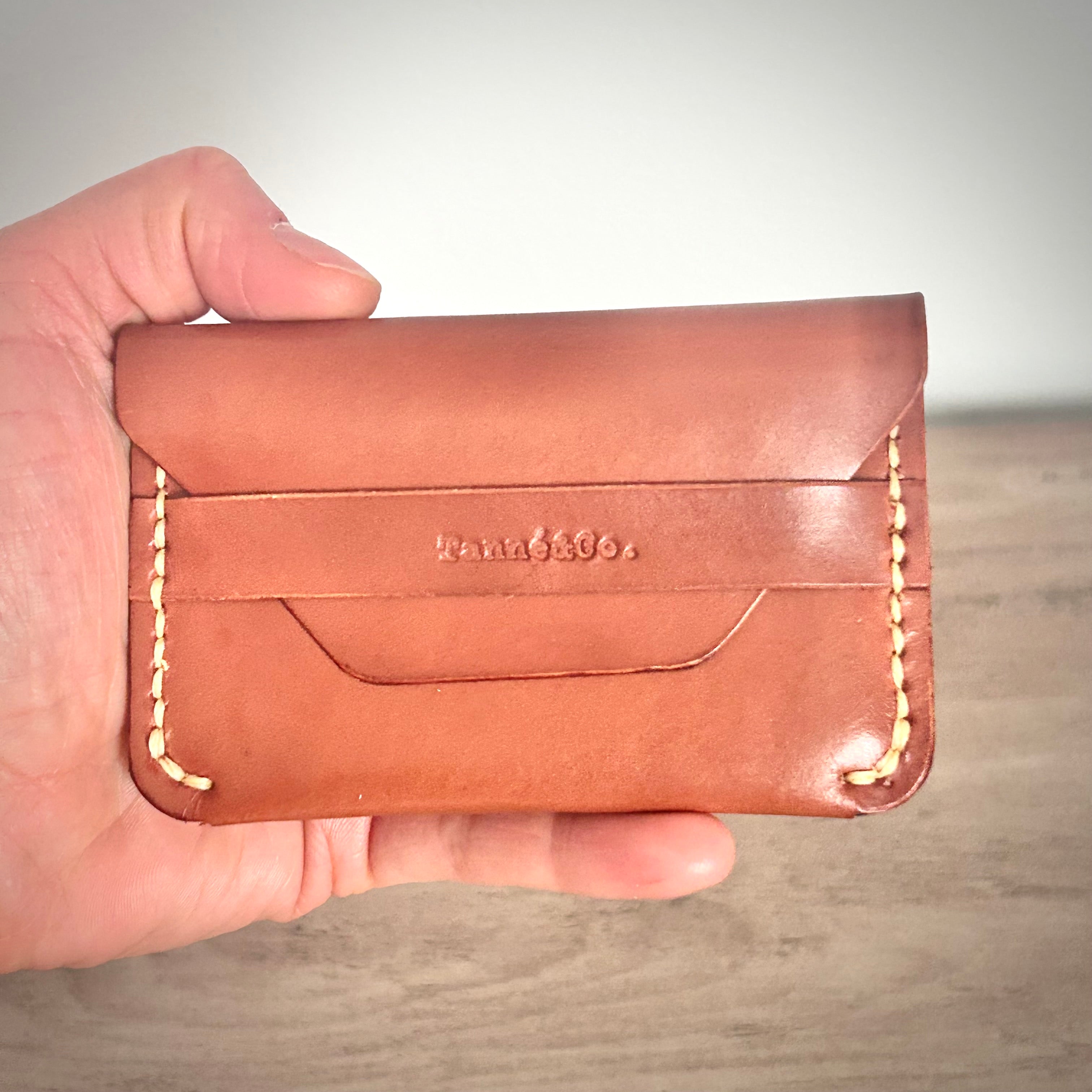 Leather Card Holder – Minimalist Envelope Style | Brown