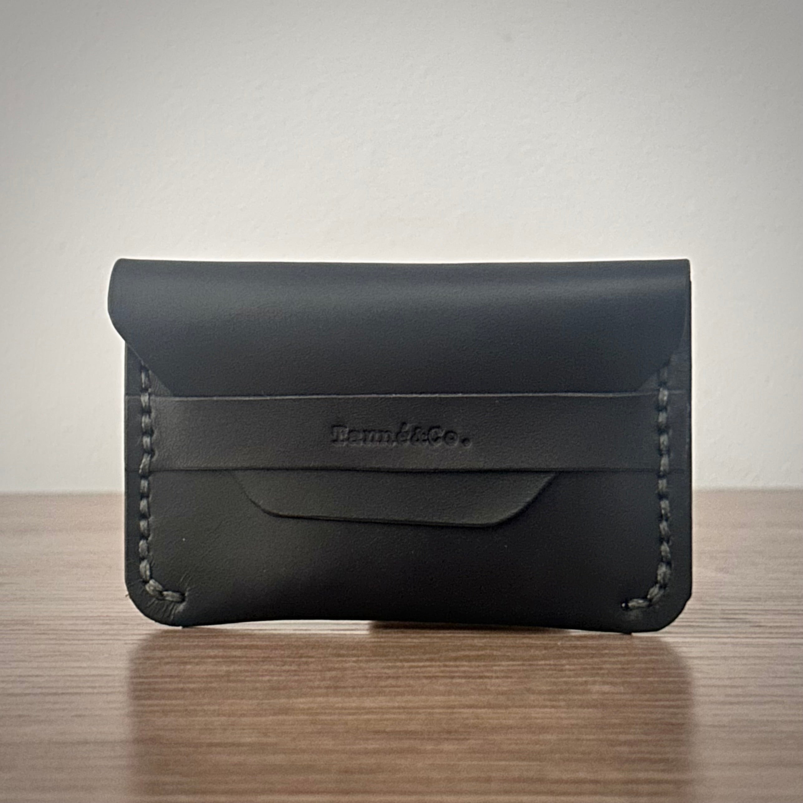 Leather Card Holder – Minimalist Envelope Style | Black