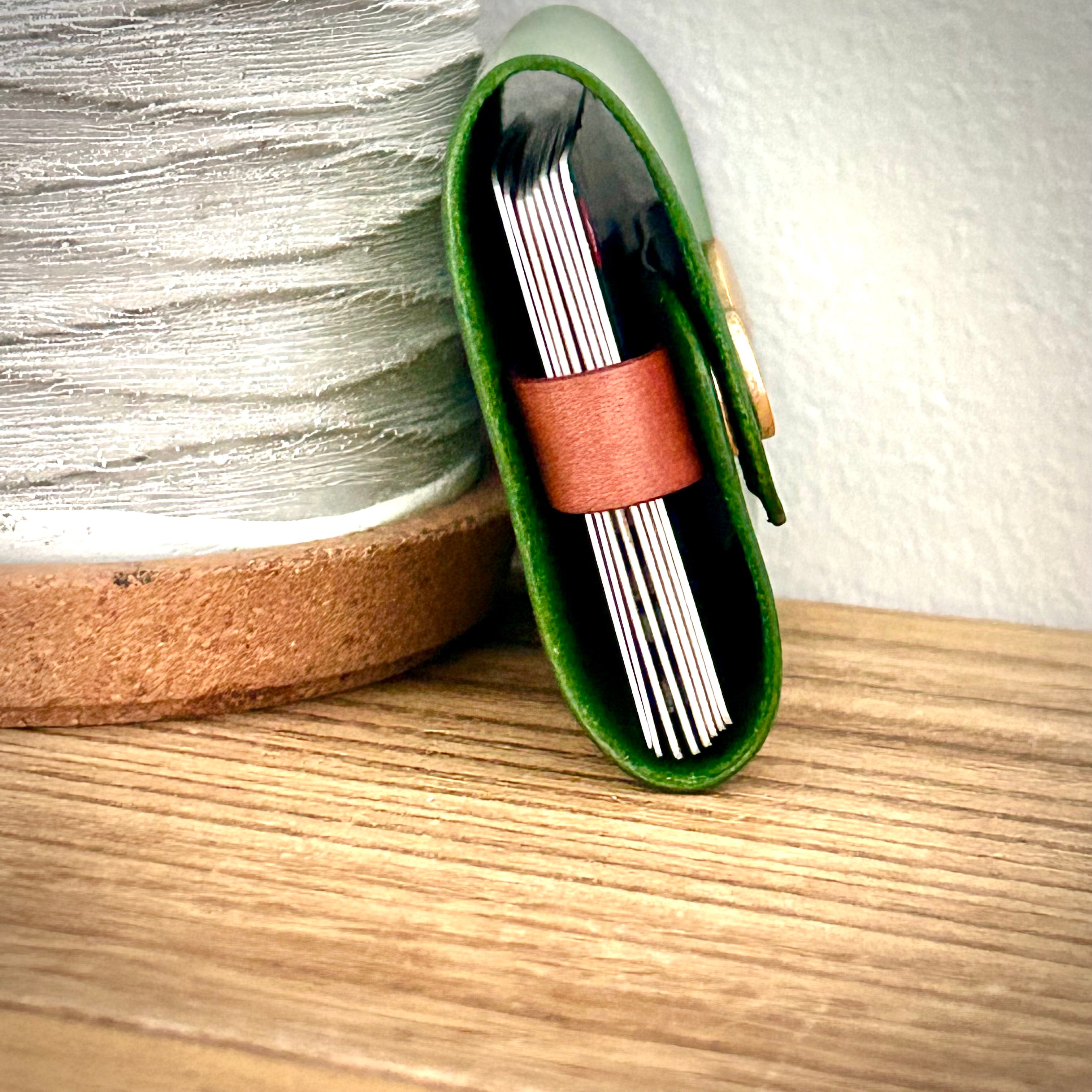 Leather Card Holder – Open-Edged Single Pocket | Green