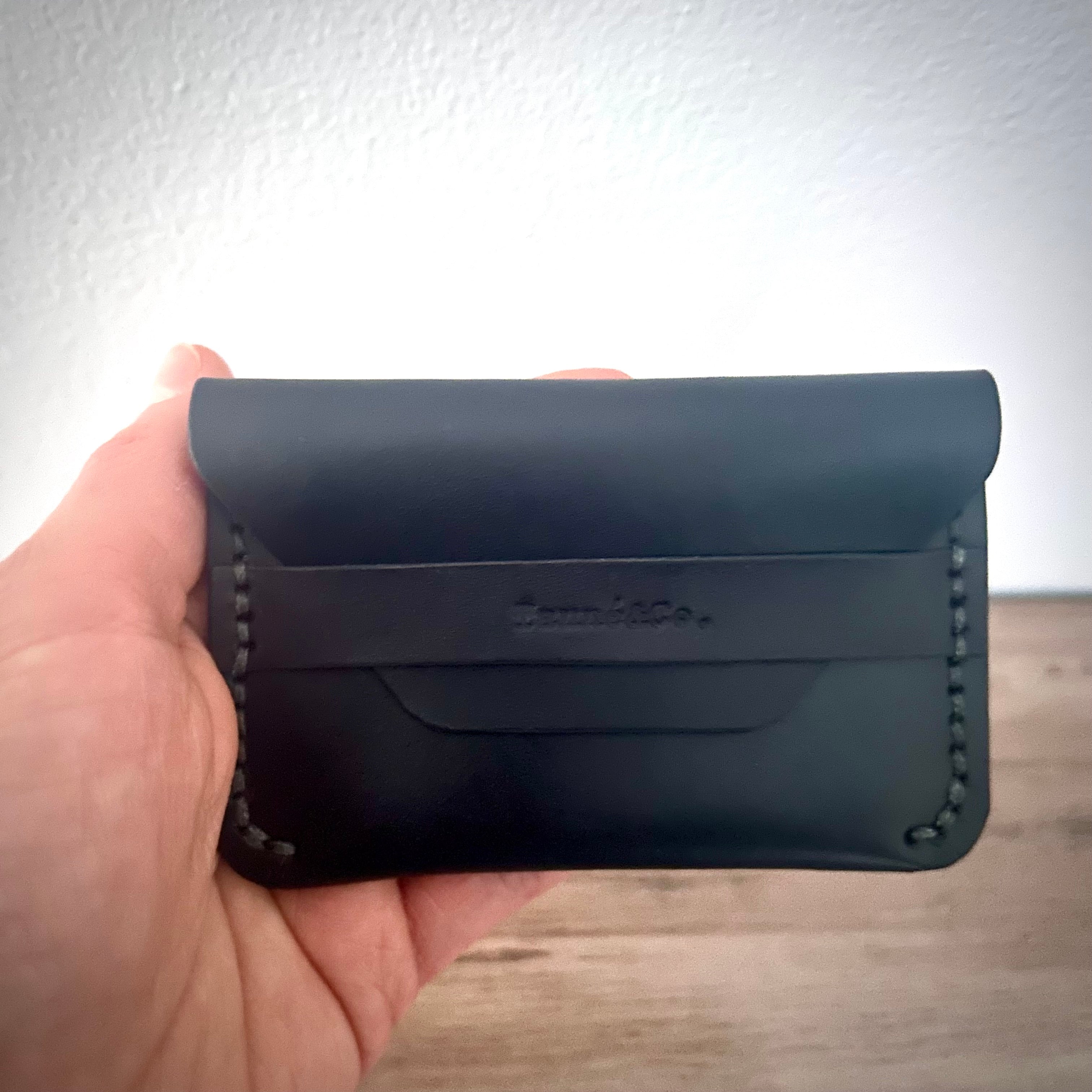 Porte-cartes en cuir – Style enveloppe minimaliste | Noir