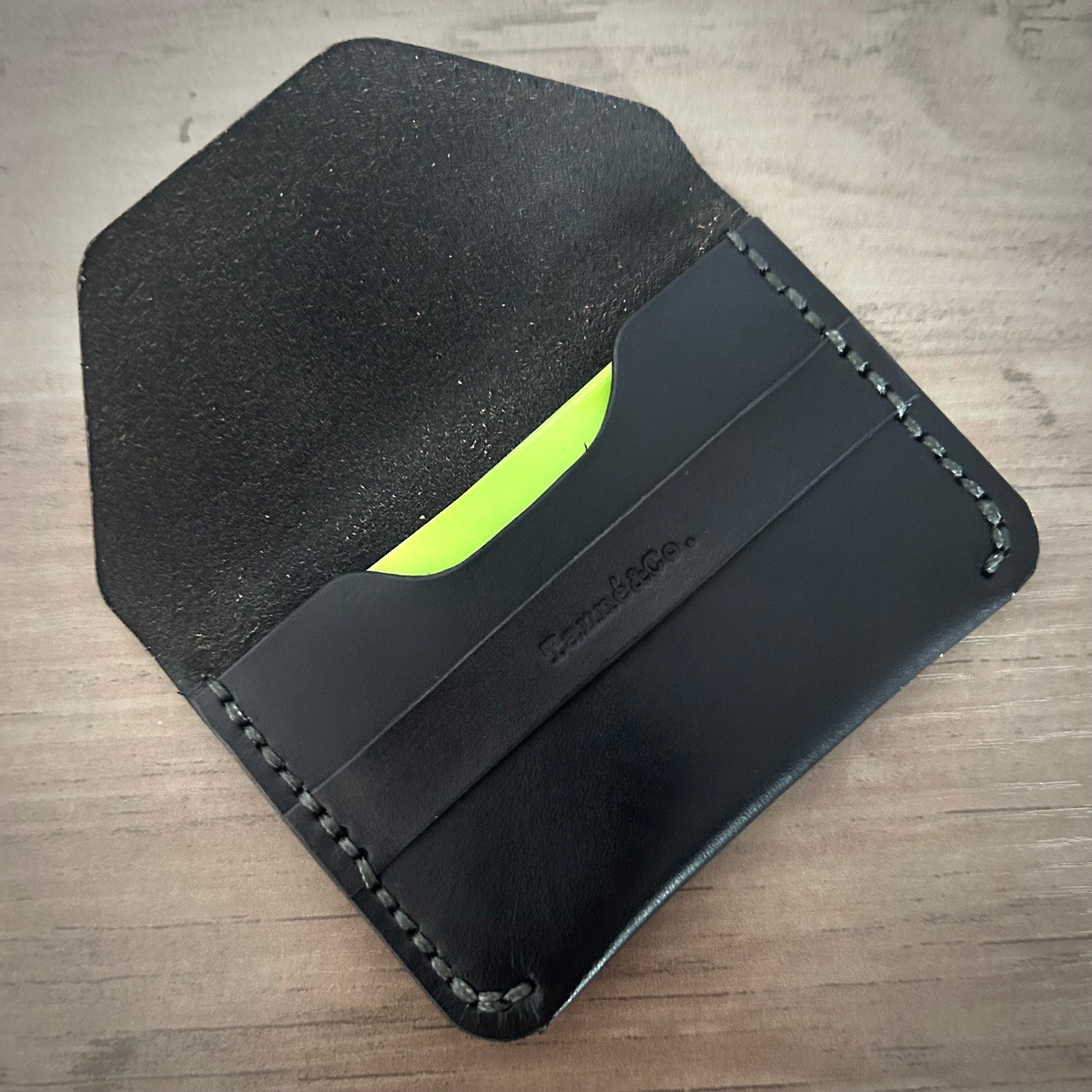 Porte-cartes en cuir – Style enveloppe minimaliste | Noir