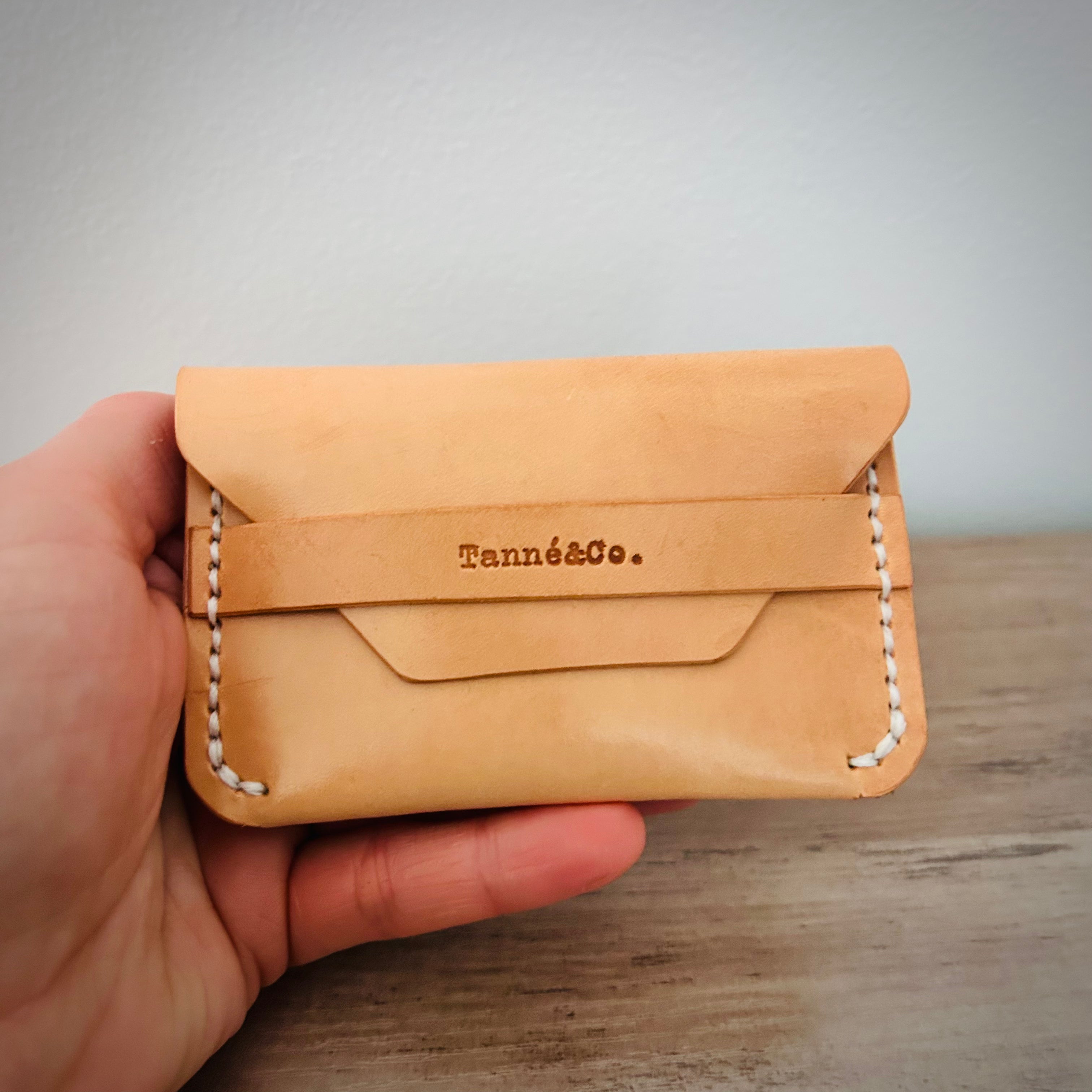 Leather Card Holder – Minimalist Envelope Style | Tan