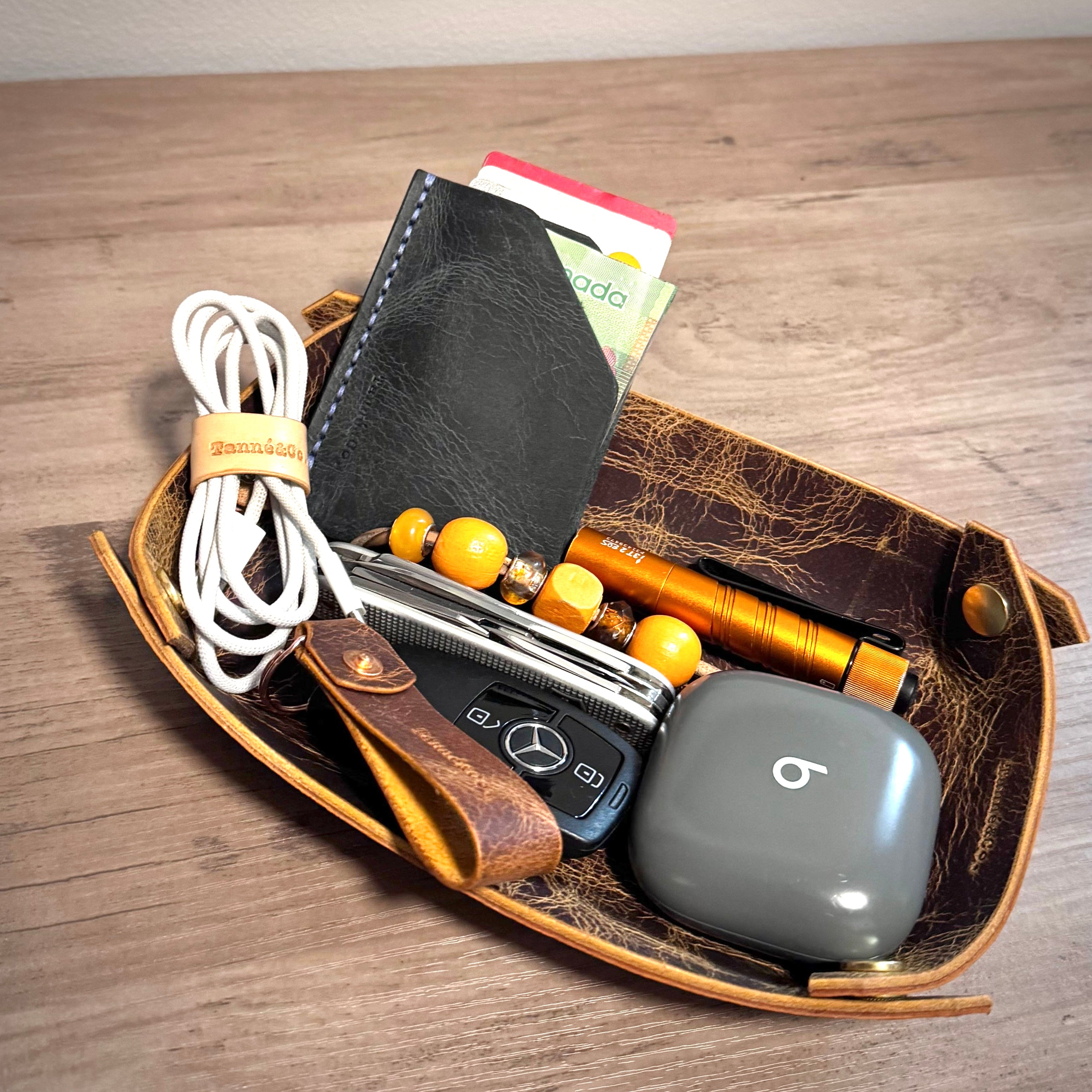 Leather Dump Tray - Double Layered Design | Dark Brown