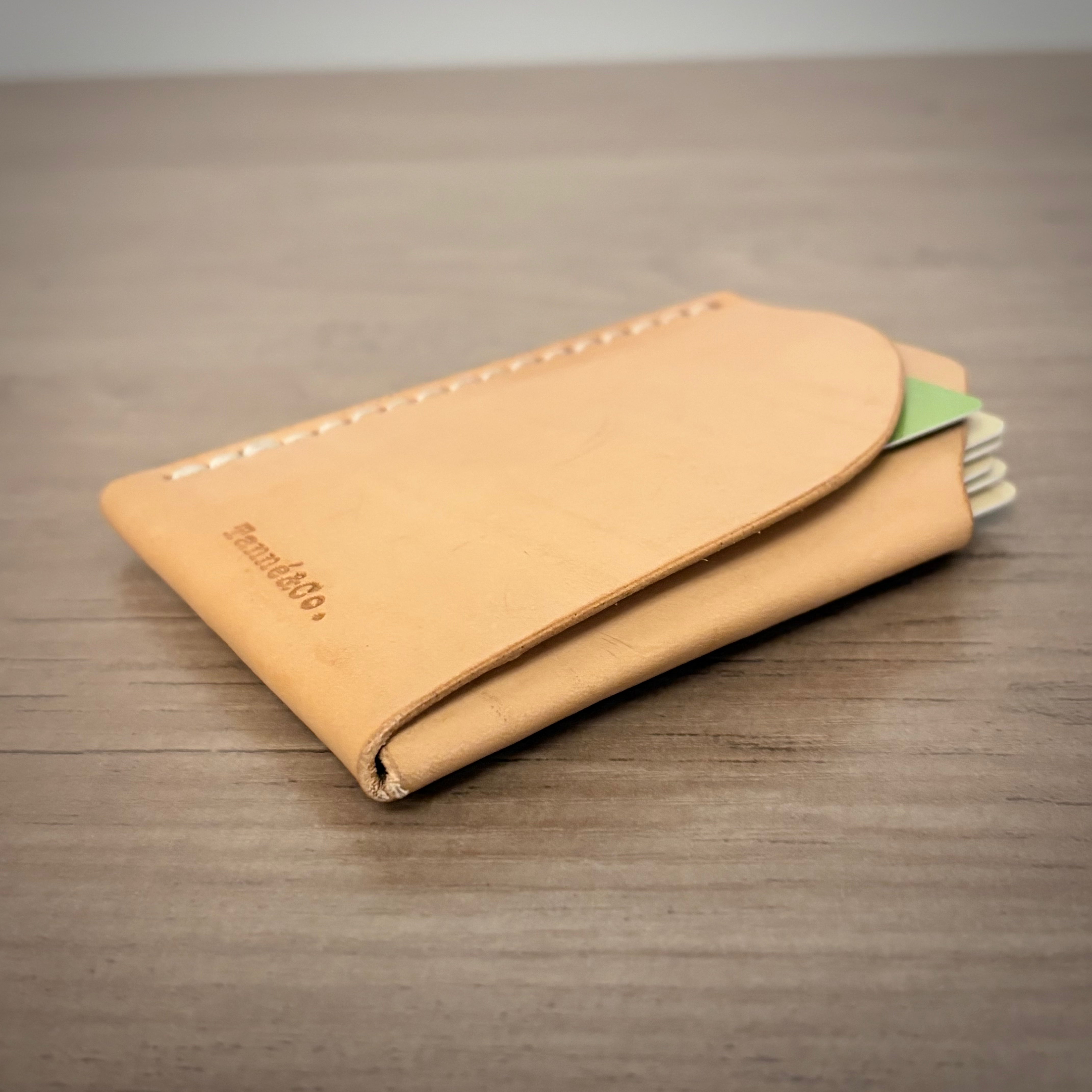 Porte-cartes en cuir – Double poche minimaliste | Tan
