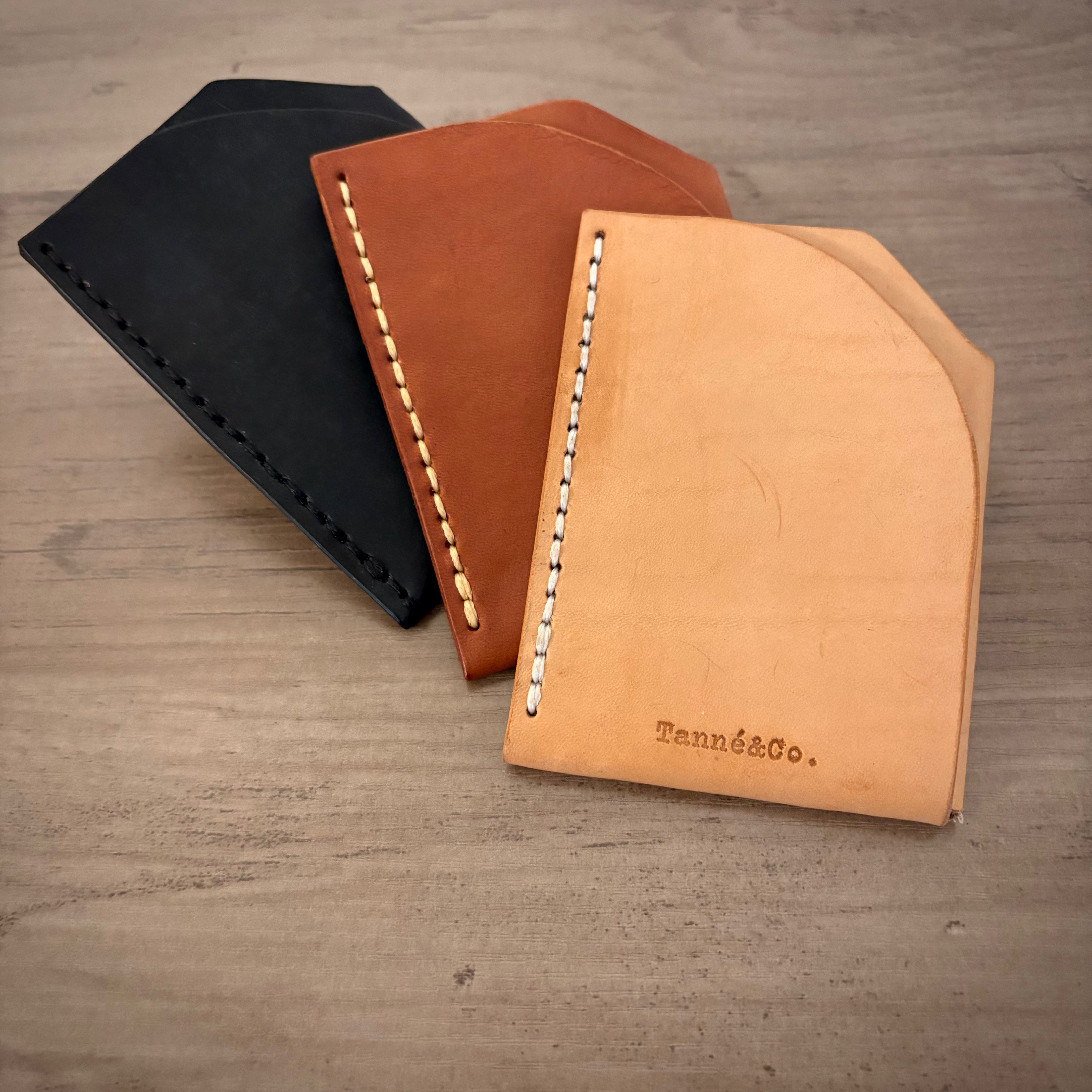 Porte-cartes en cuir – Double poche minimaliste | Tan