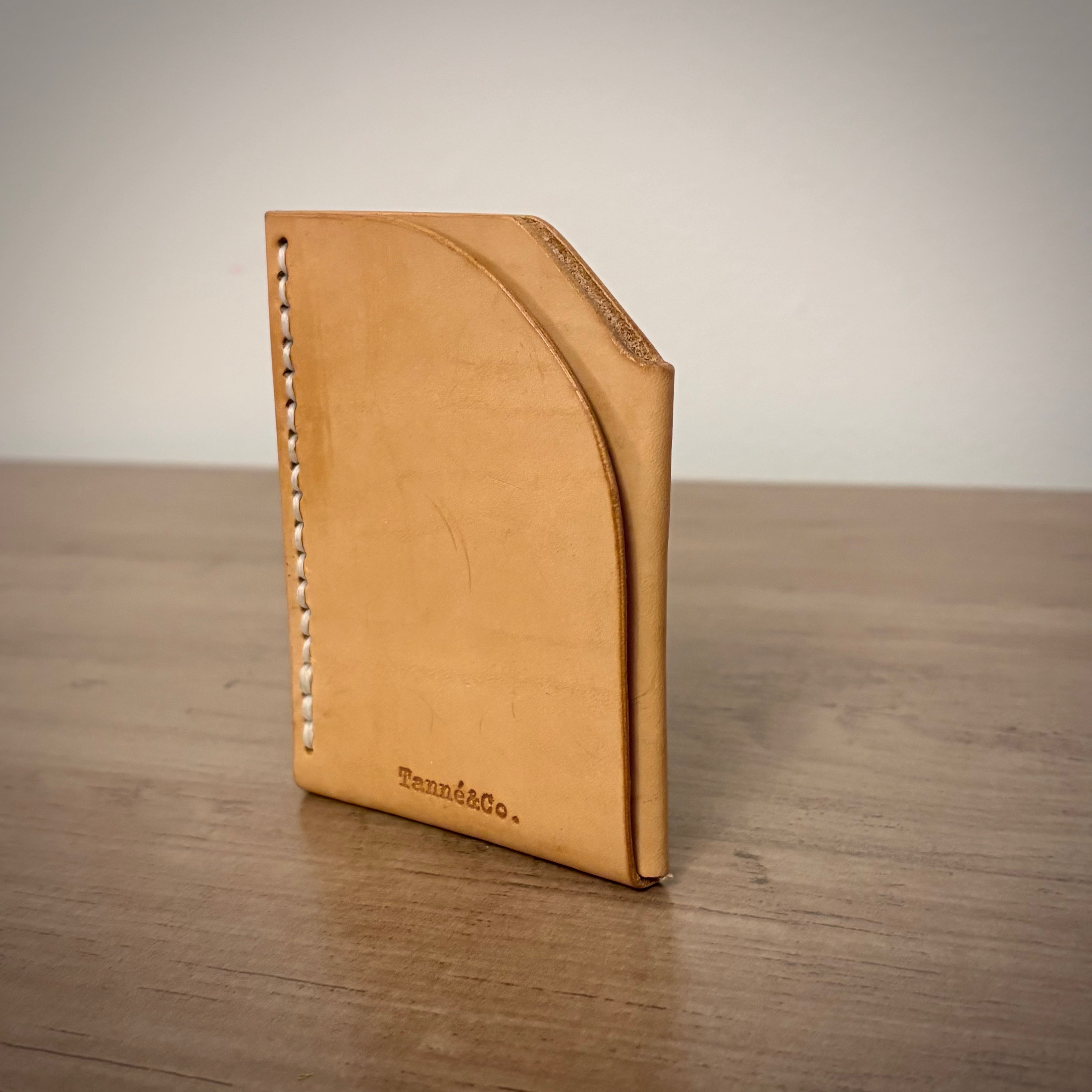 Porte-cartes en cuir – Double poche minimaliste | Tan