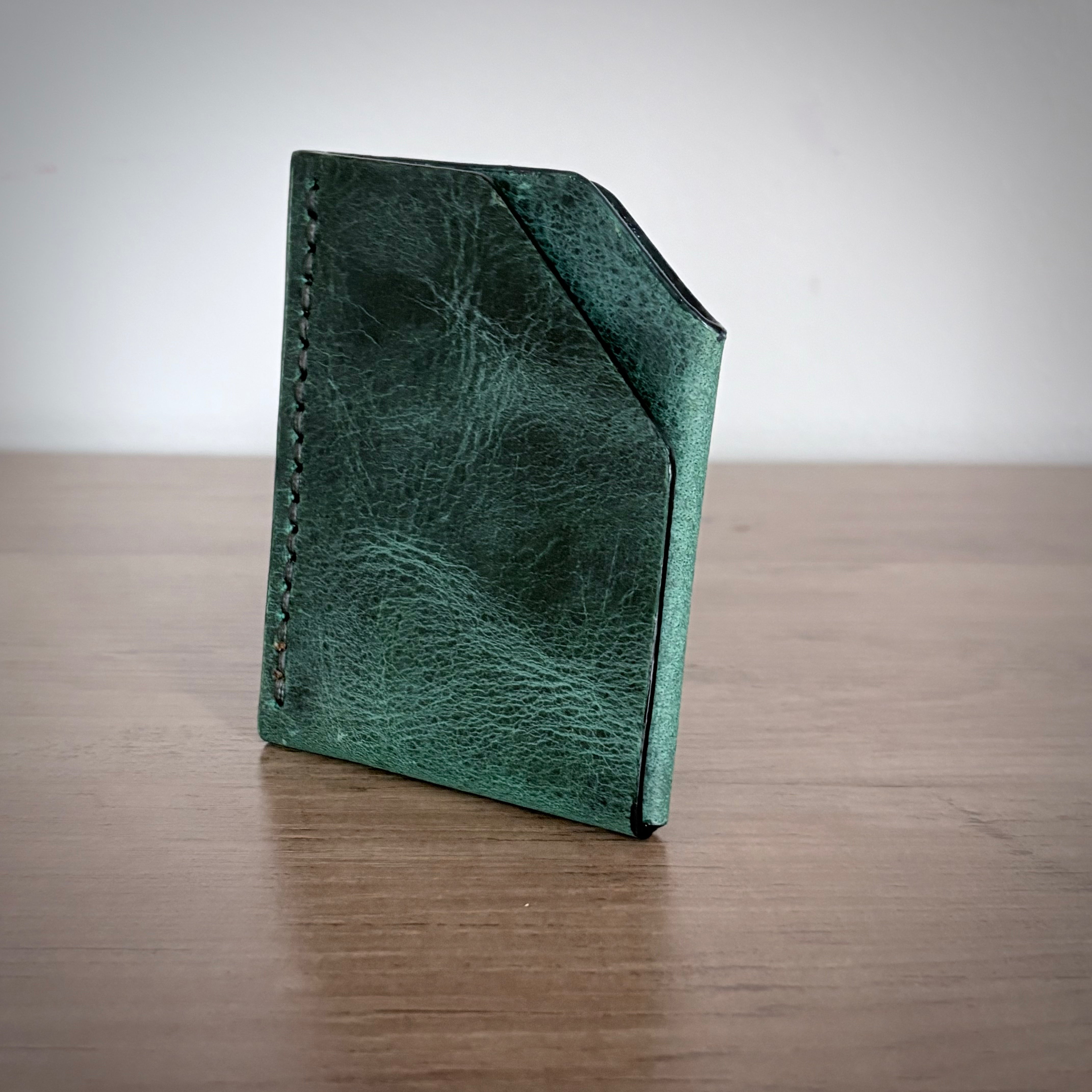 Leather Card Holder – Minimalist Double Pocket | Borealis Nova Blue