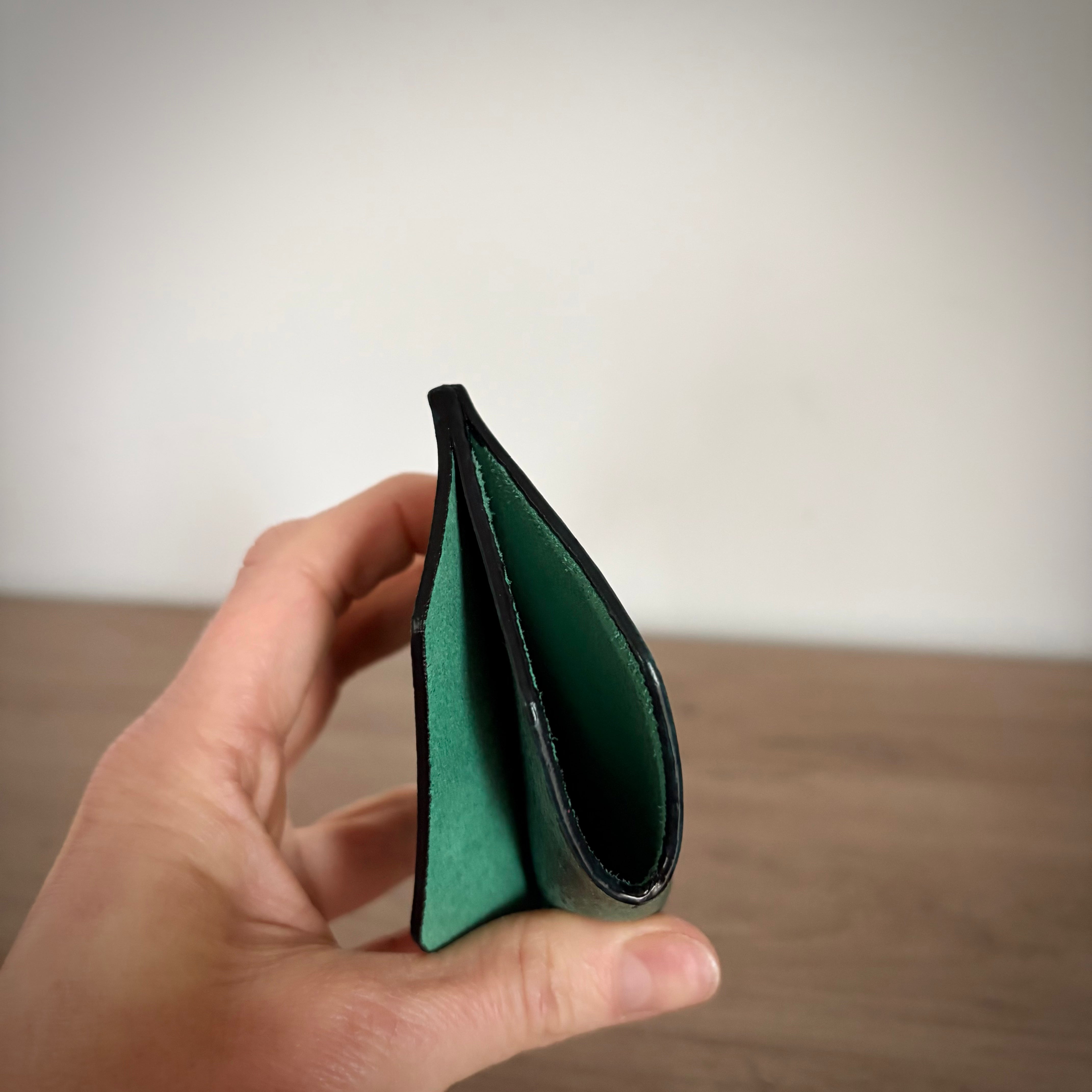 Leather Card Holder – Minimalist Double Pocket | Borealis Nova Blue