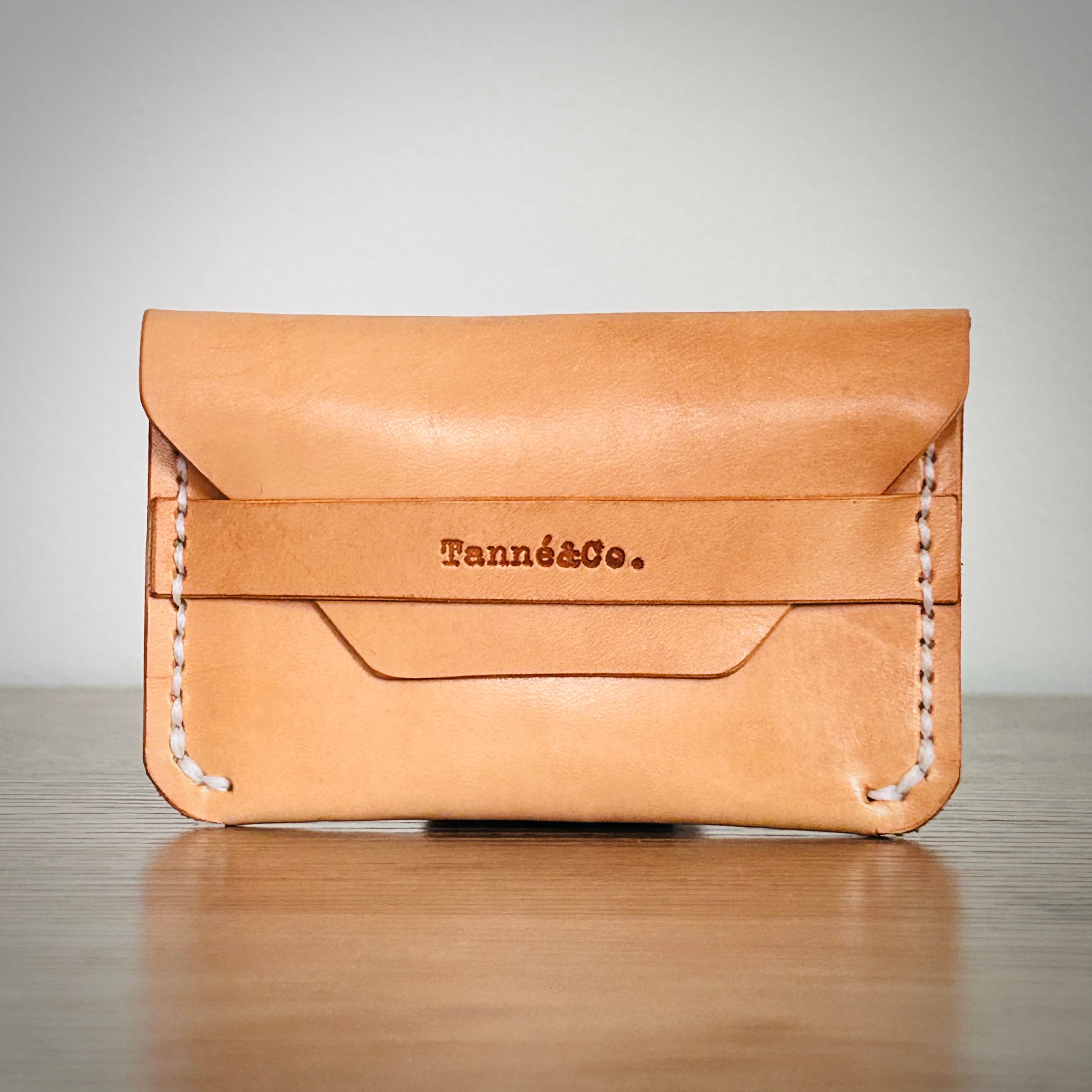 Leather Card Holder – Minimalist Envelope Style | Tan