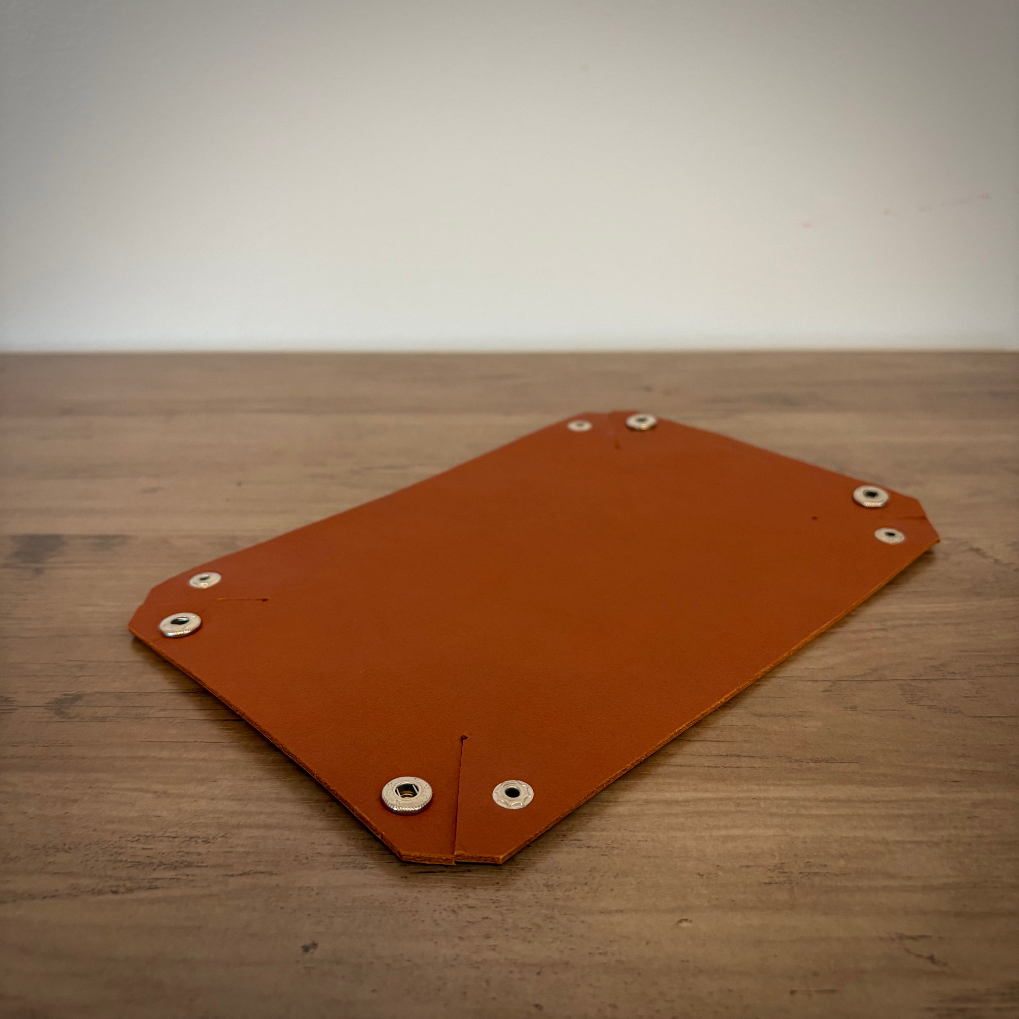 Plateau de rangement en cuir - Double compartiment | Marron clair