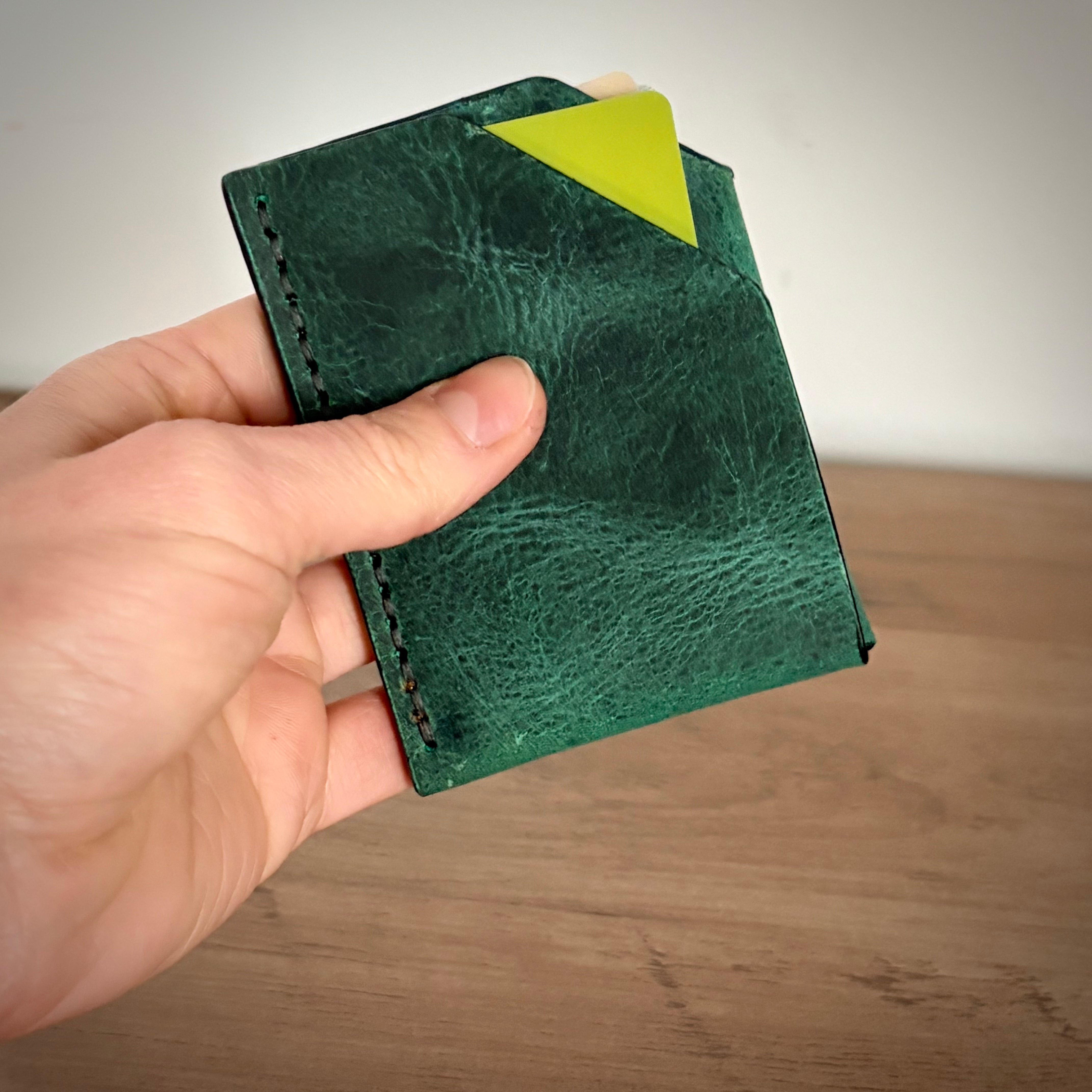 Leather Card Holder – Minimalist Double Pocket | Borealis Nova Blue