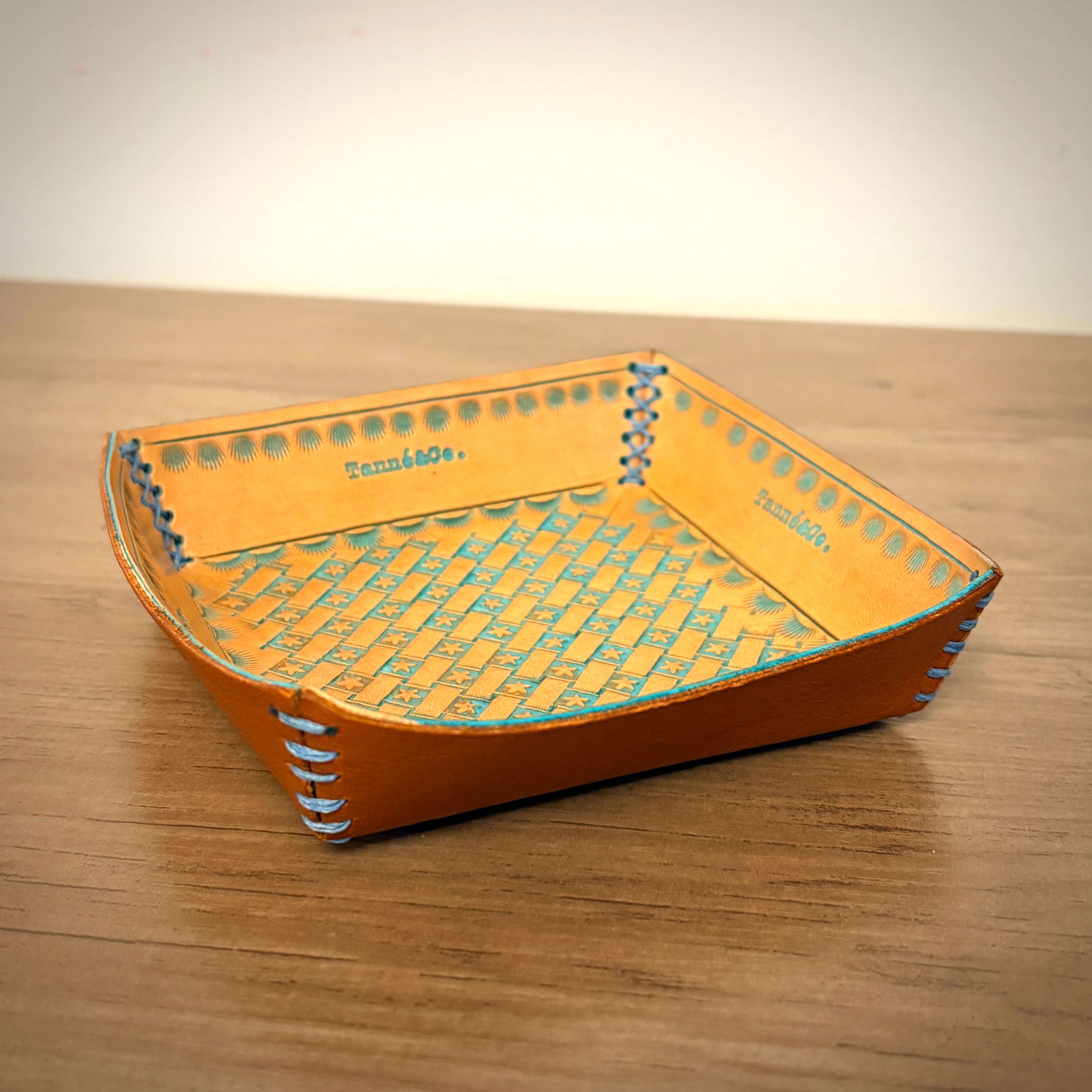 Leather Tray – Handcrafted Double-Layer Design | Ocean Patina Edition