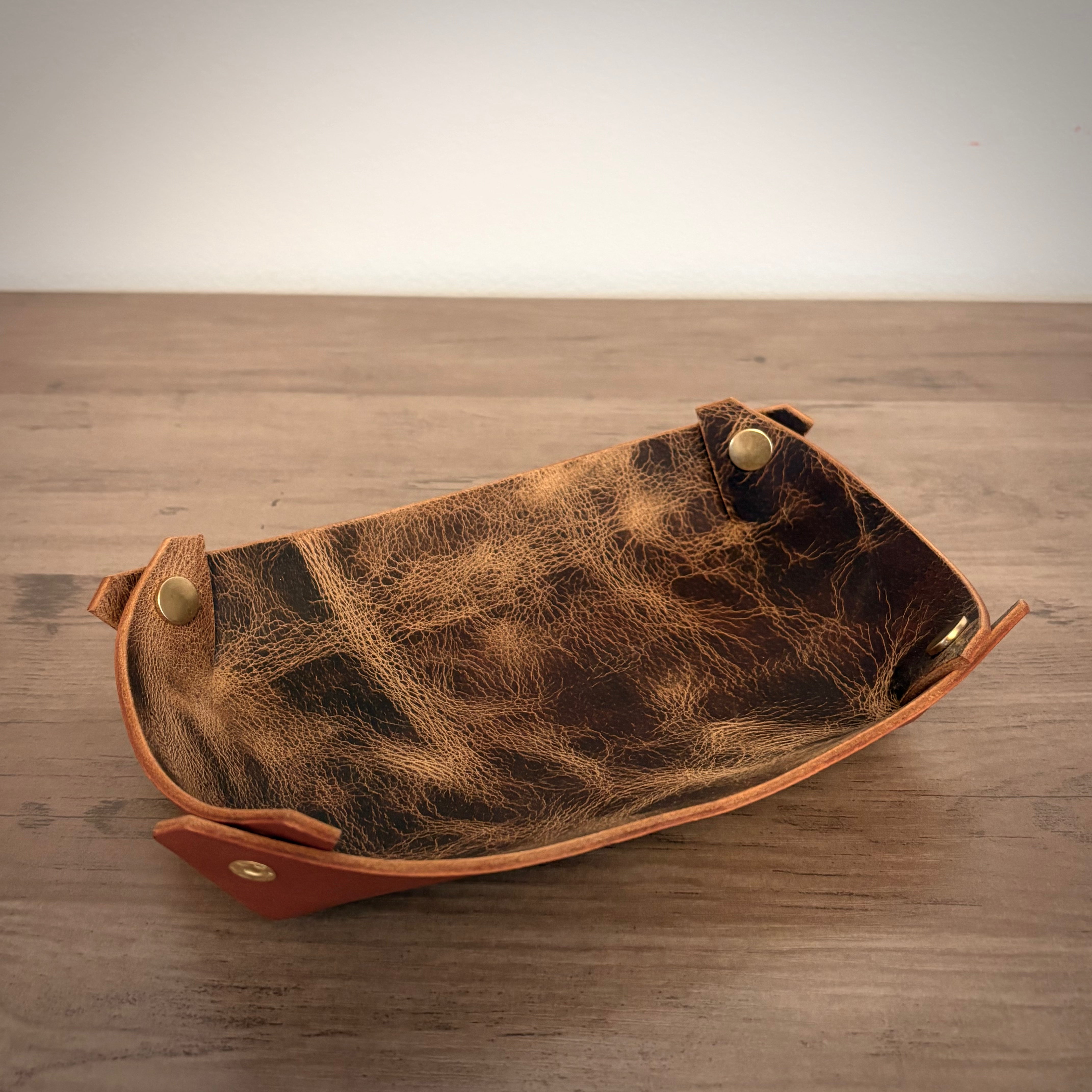 Leather Dump Tray - Double Layered Design | Dark Brown