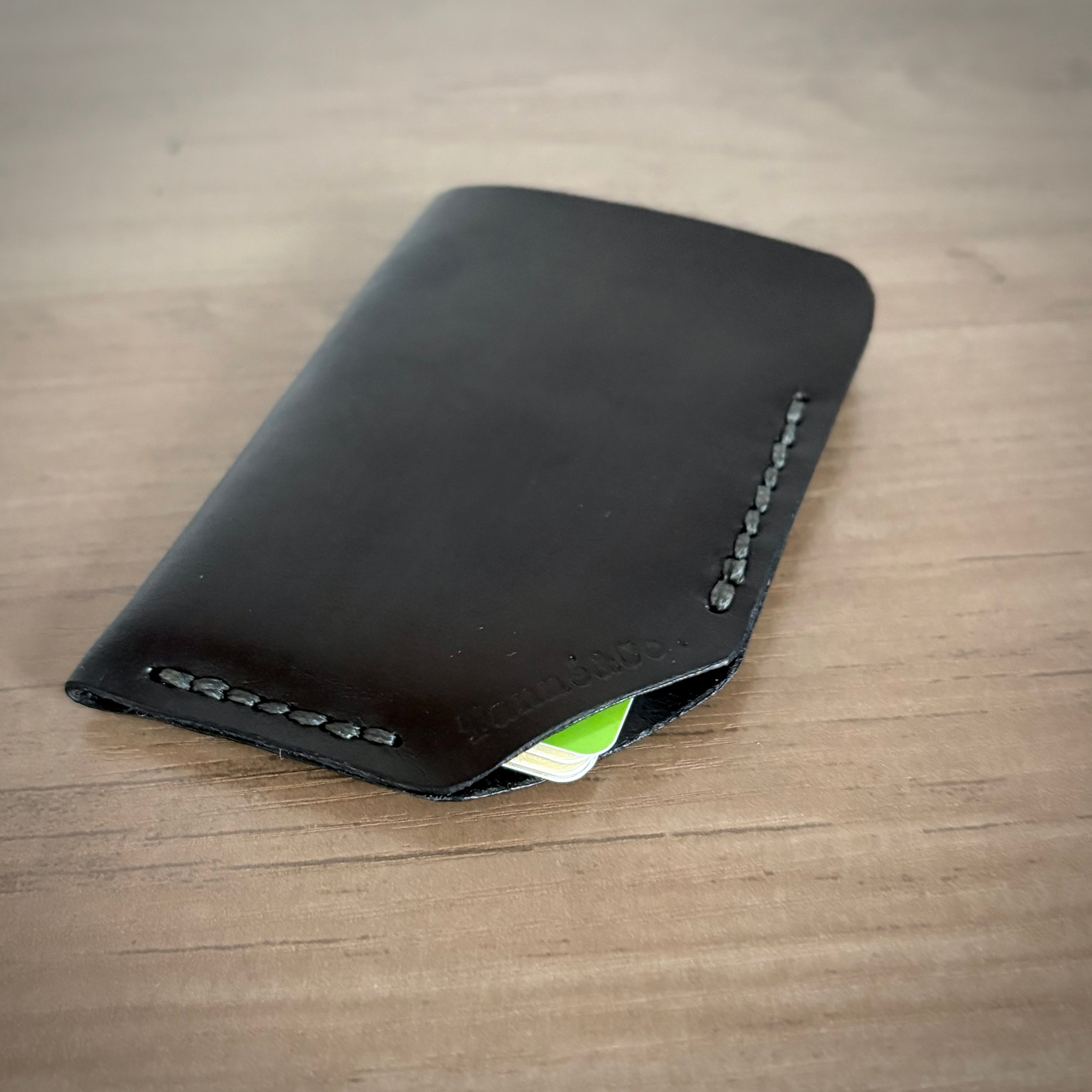 Porte-cartes en cuir – Poche simple minimaliste | Noir