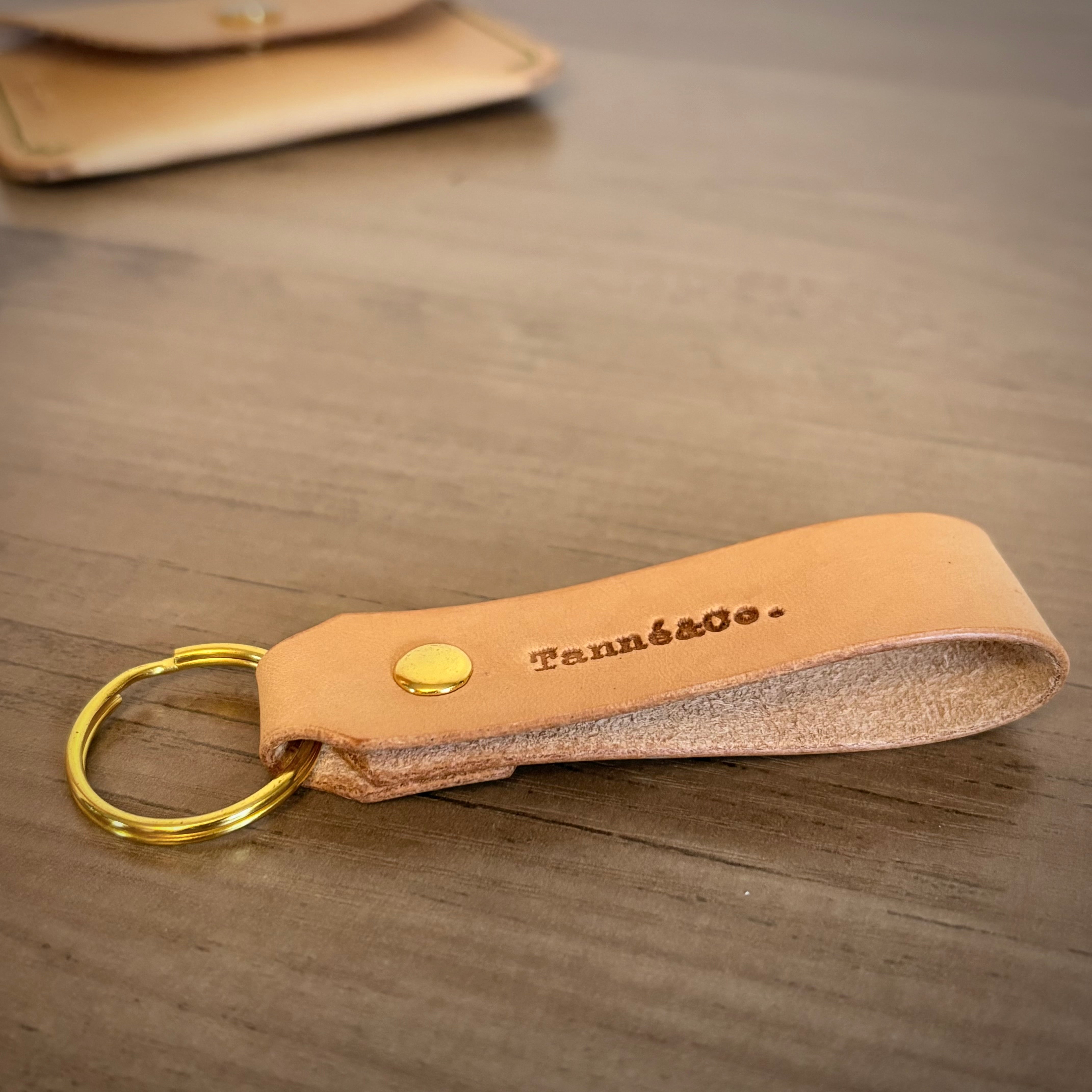 Leather Card Holder and Keychain Set | Tan