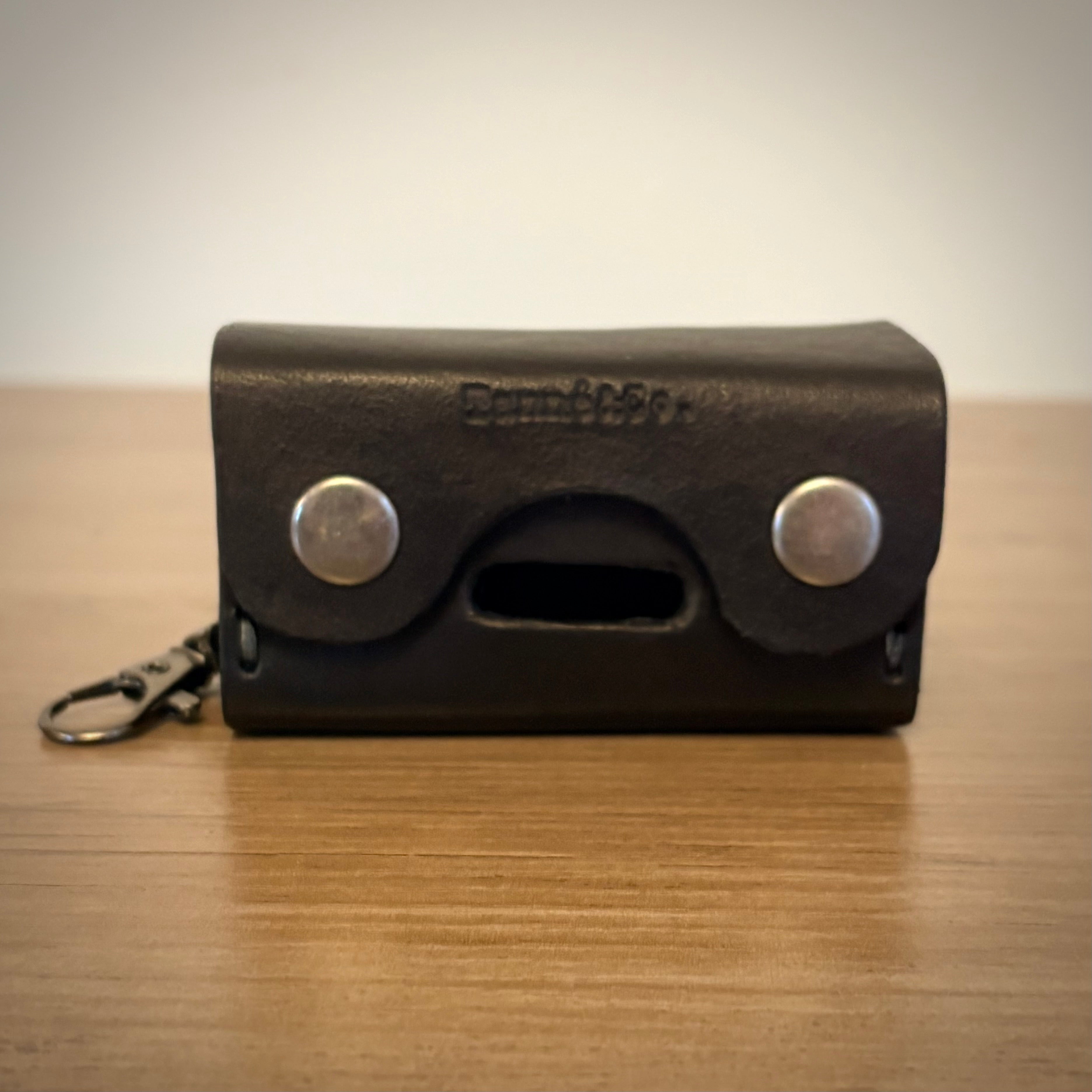 Leather Waste Bag Carrier  -  Handcrafted Design | Black