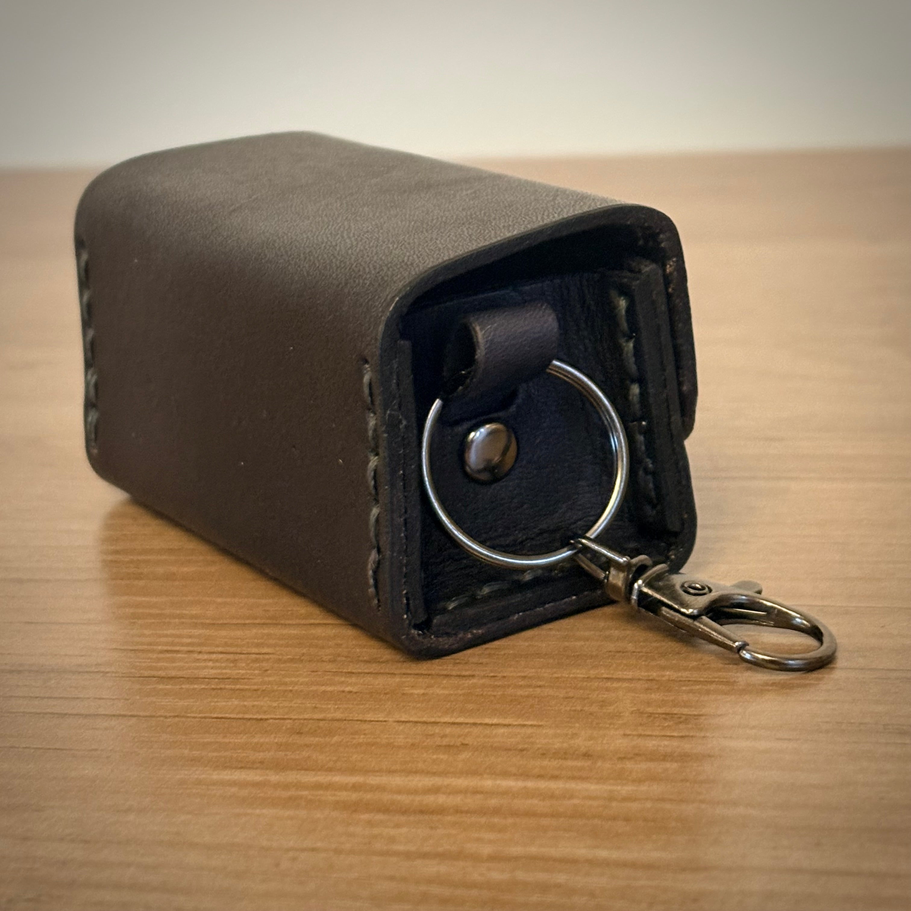 Leather Waste Bag Carrier  -  Handcrafted Design | Black