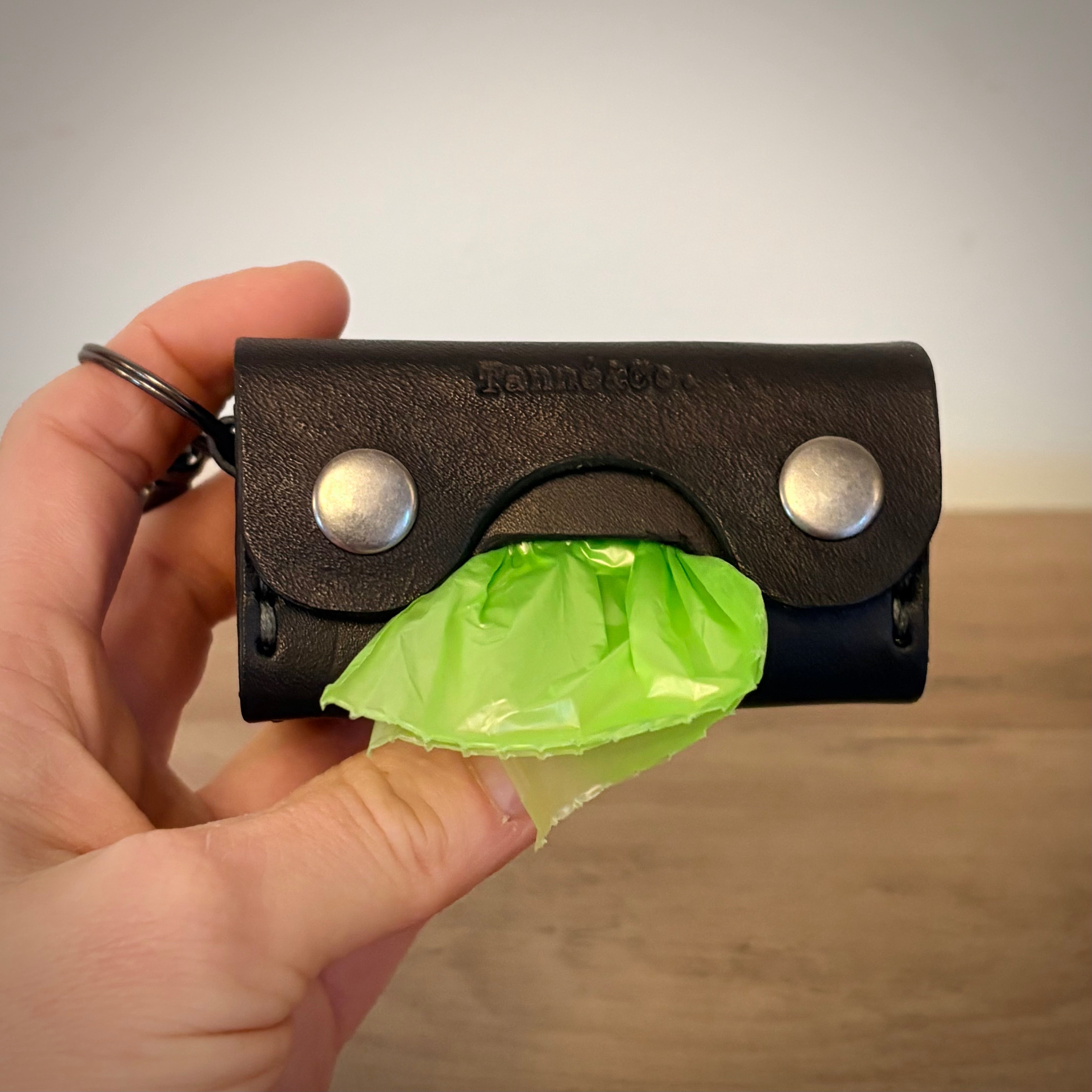 Leather Waste Bag Carrier  -  Handcrafted Design | Black