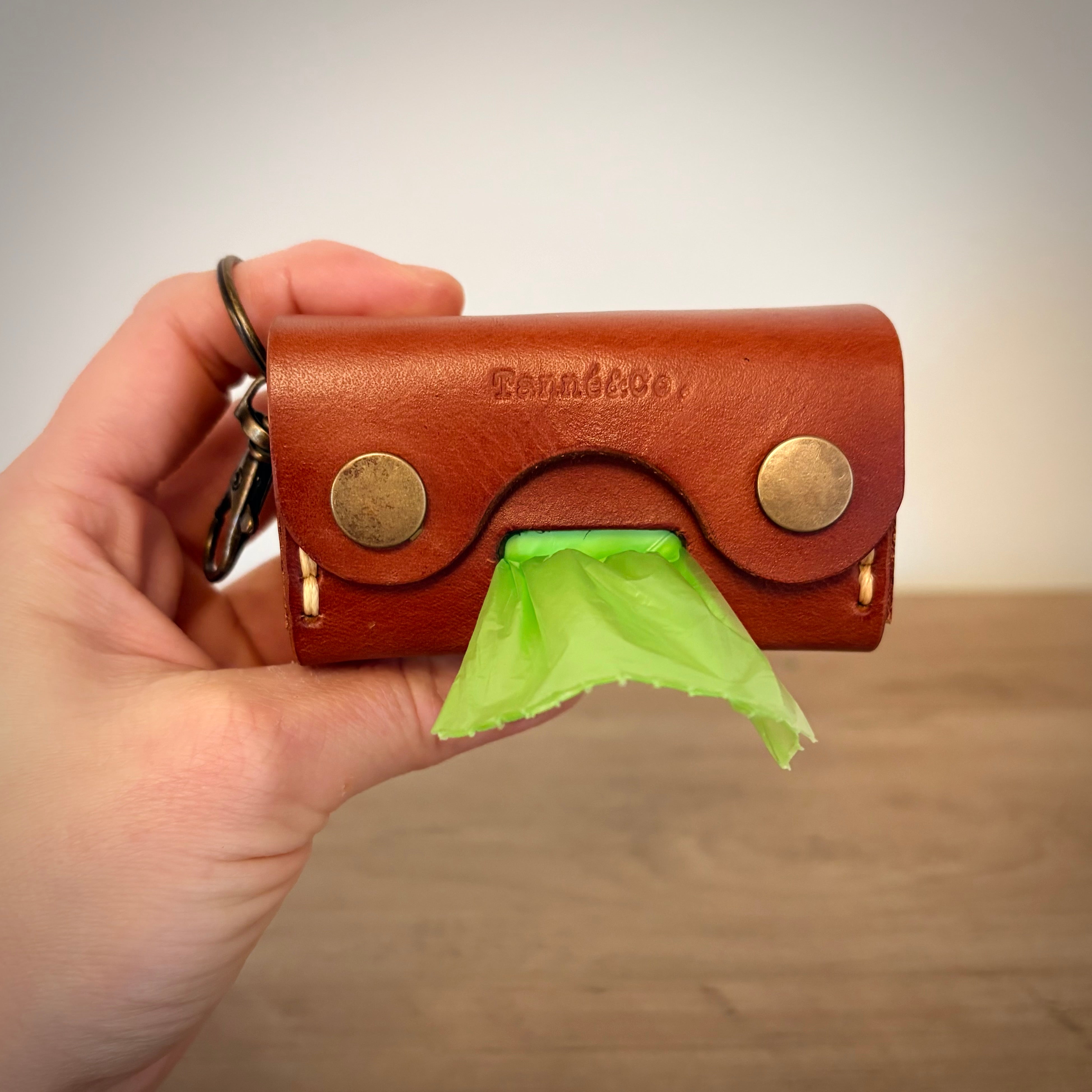 Leather Waste Bag Carrier  -  Handcrafted Design | Brown