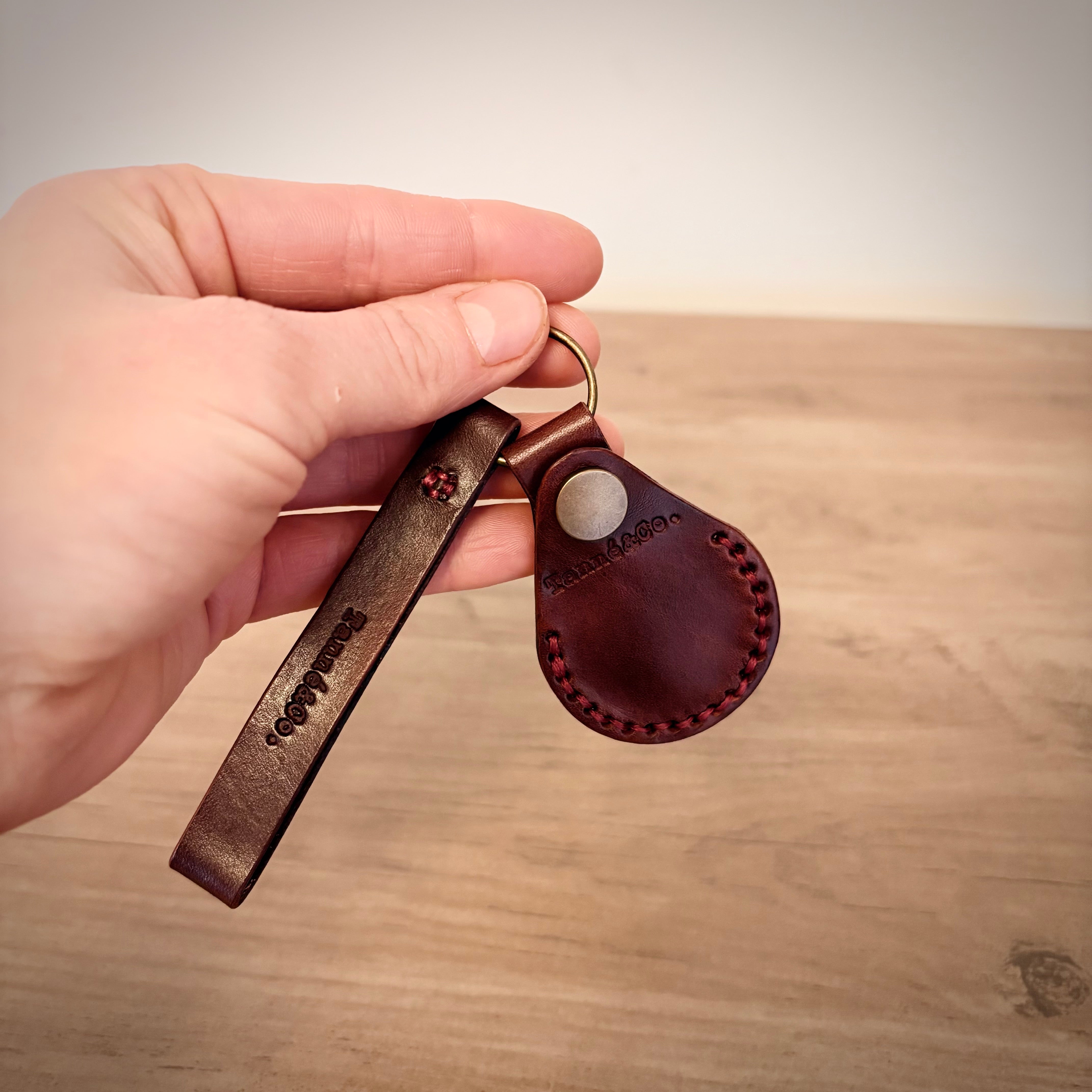 Leather AirTag Keychain – Handcrafted Design | Burgundy