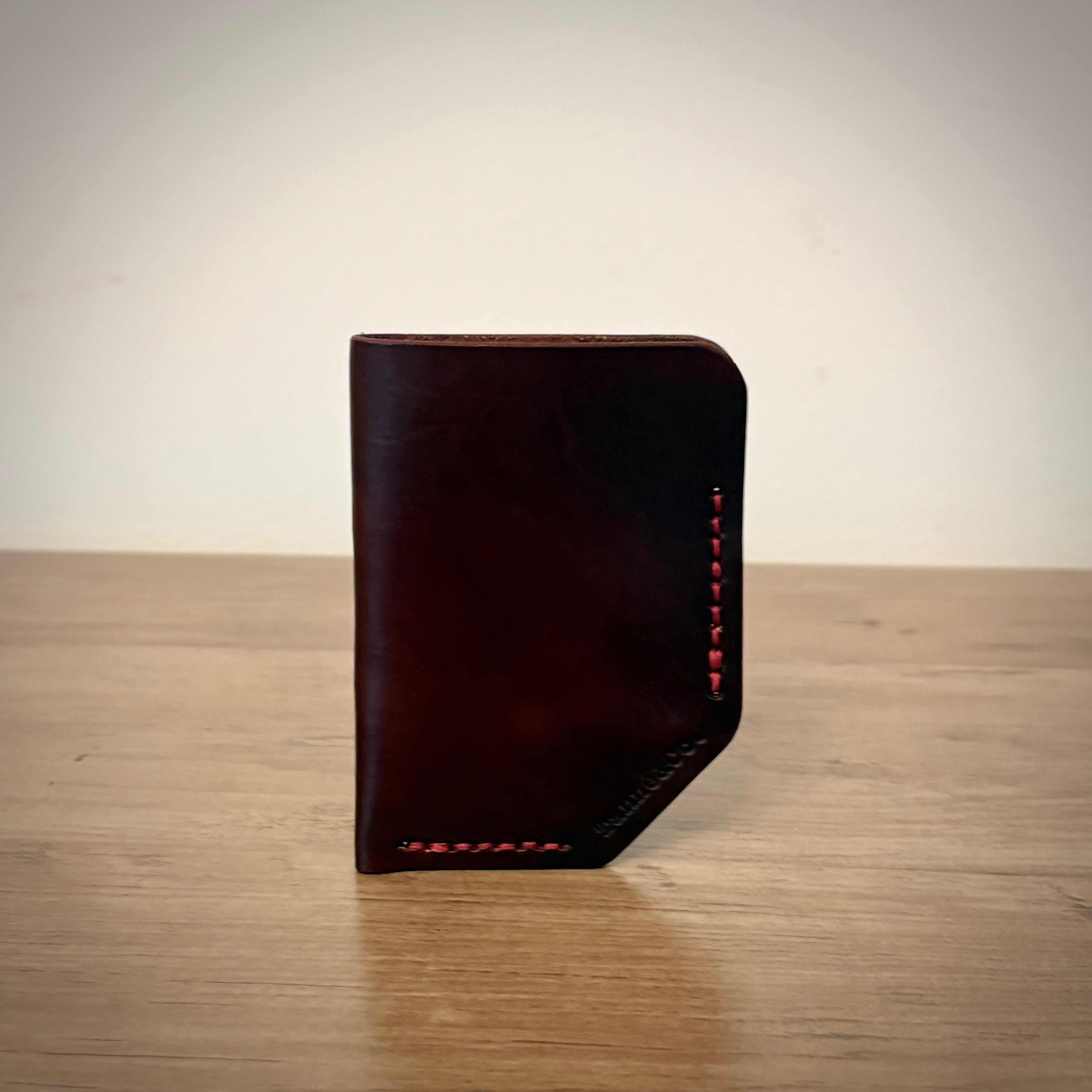 Leather Card Holder –  Minimalist Single Pocket | Burgundy