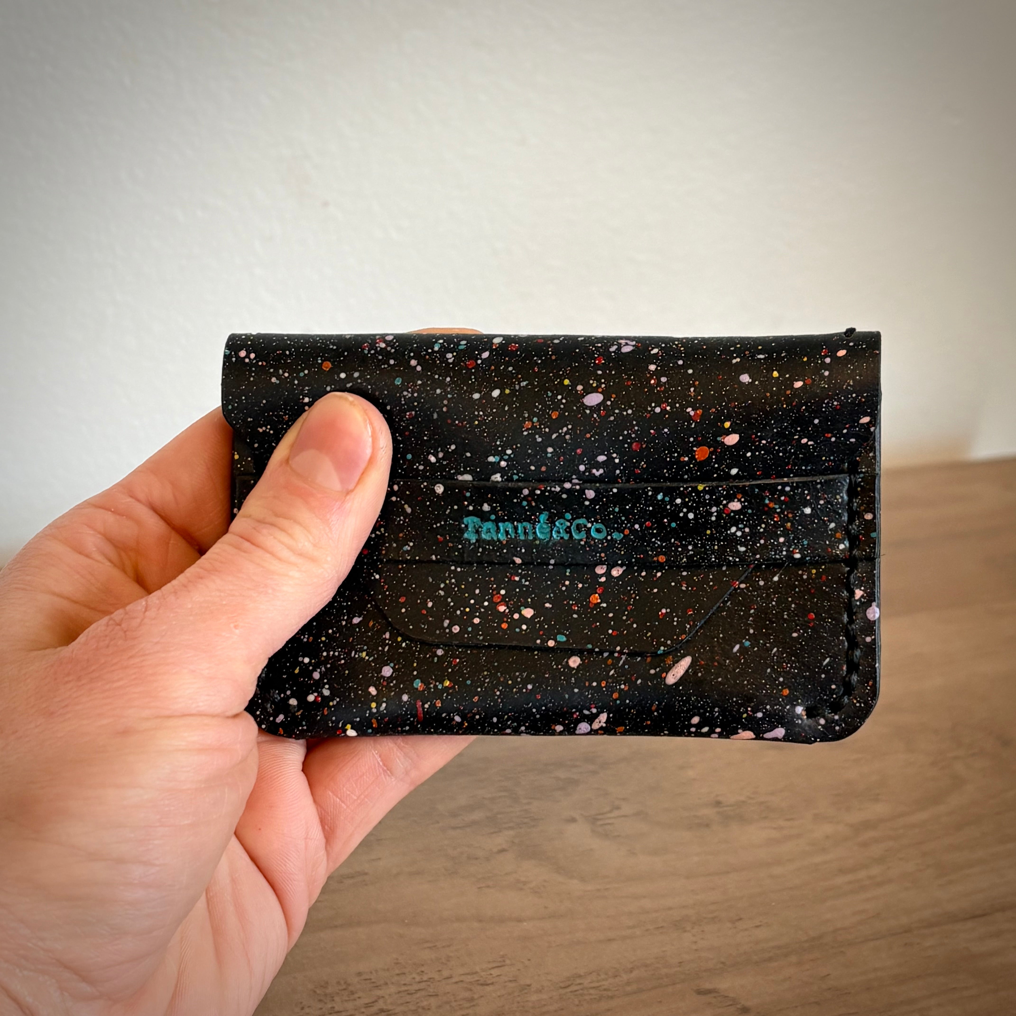 Leather Card Wallet – Custom SuperNova  Design | Black
