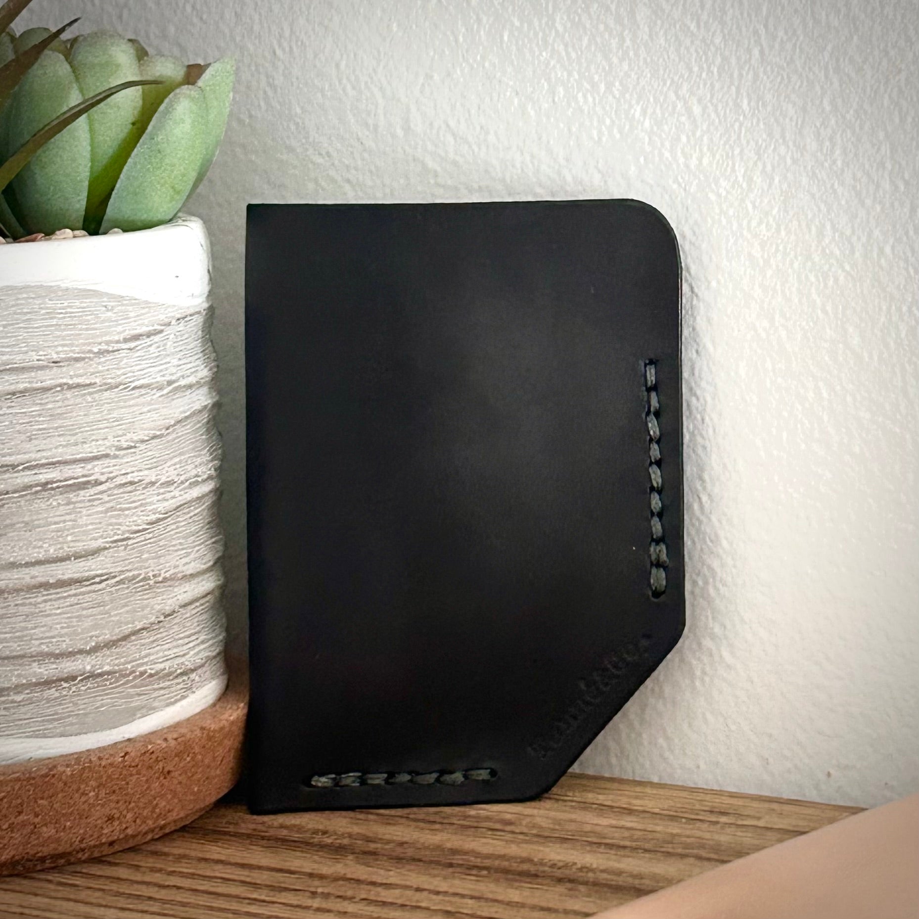 Leather Card Holder – Minimalist Single Pocket | Black